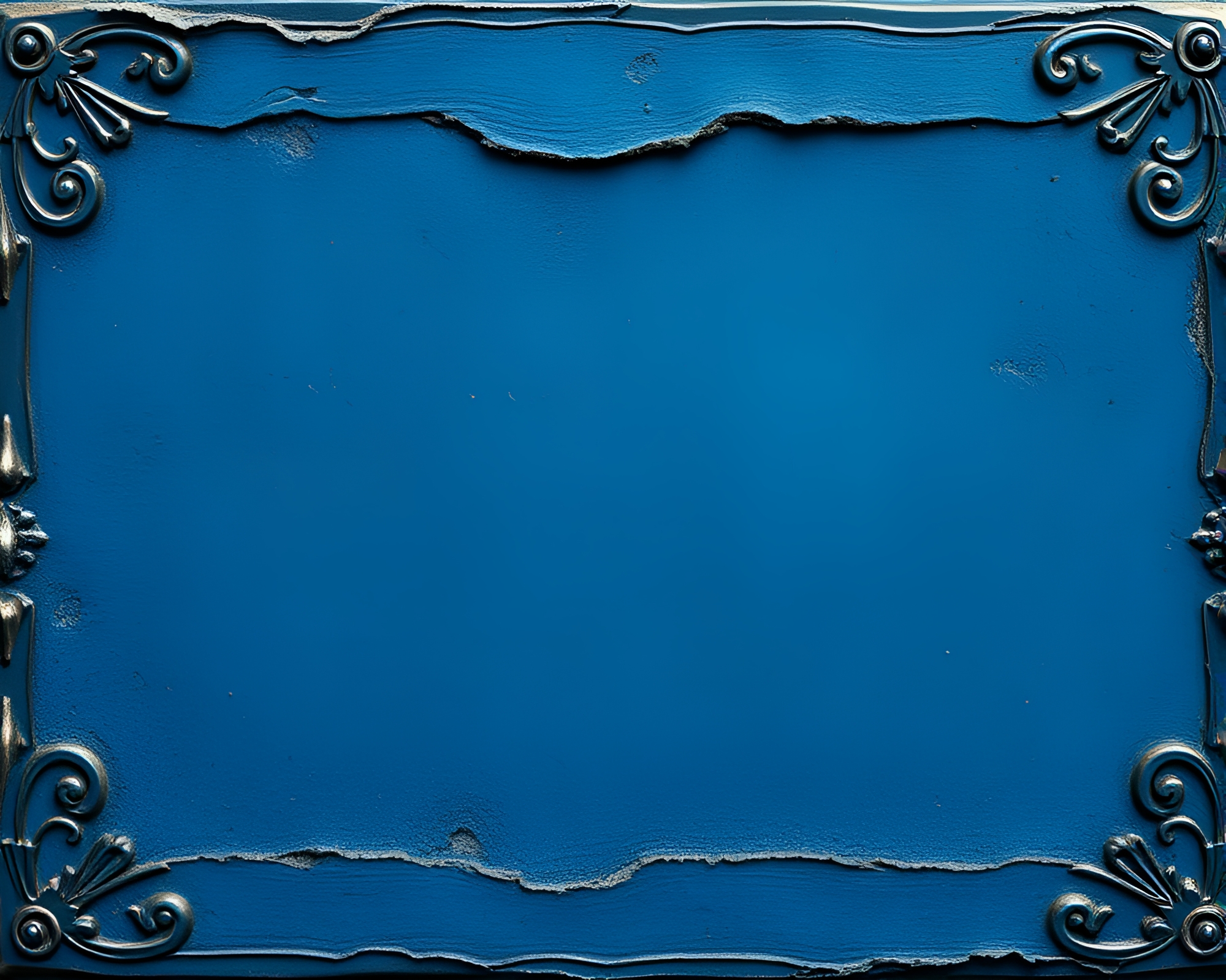 Ancient Scroll Unraveled: Utopian Steel-Blue Landscape Revealed – free AI stock image