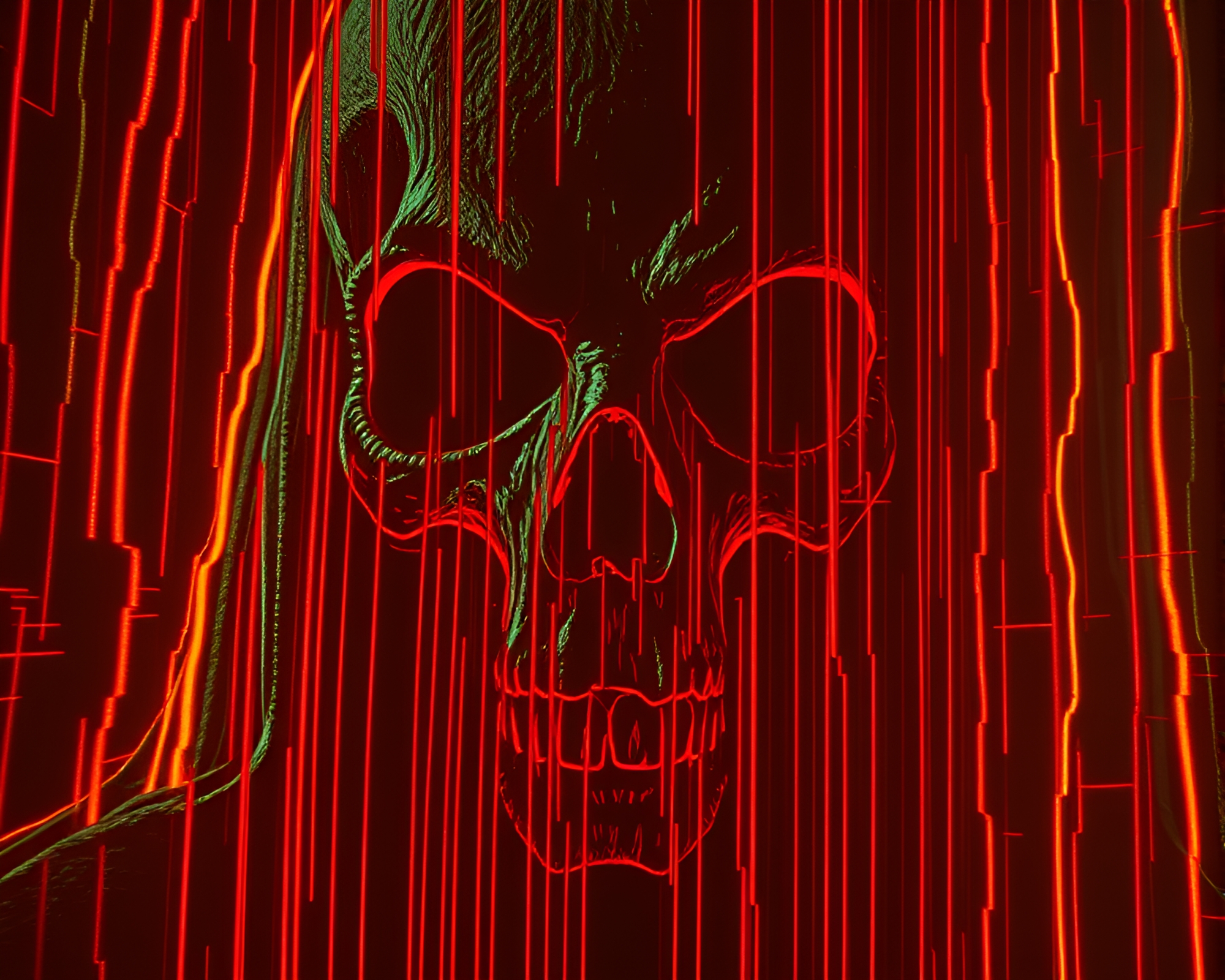 Cubist Gothic Horror with Bronze Sheen and Scan Lines – free AI stock image
