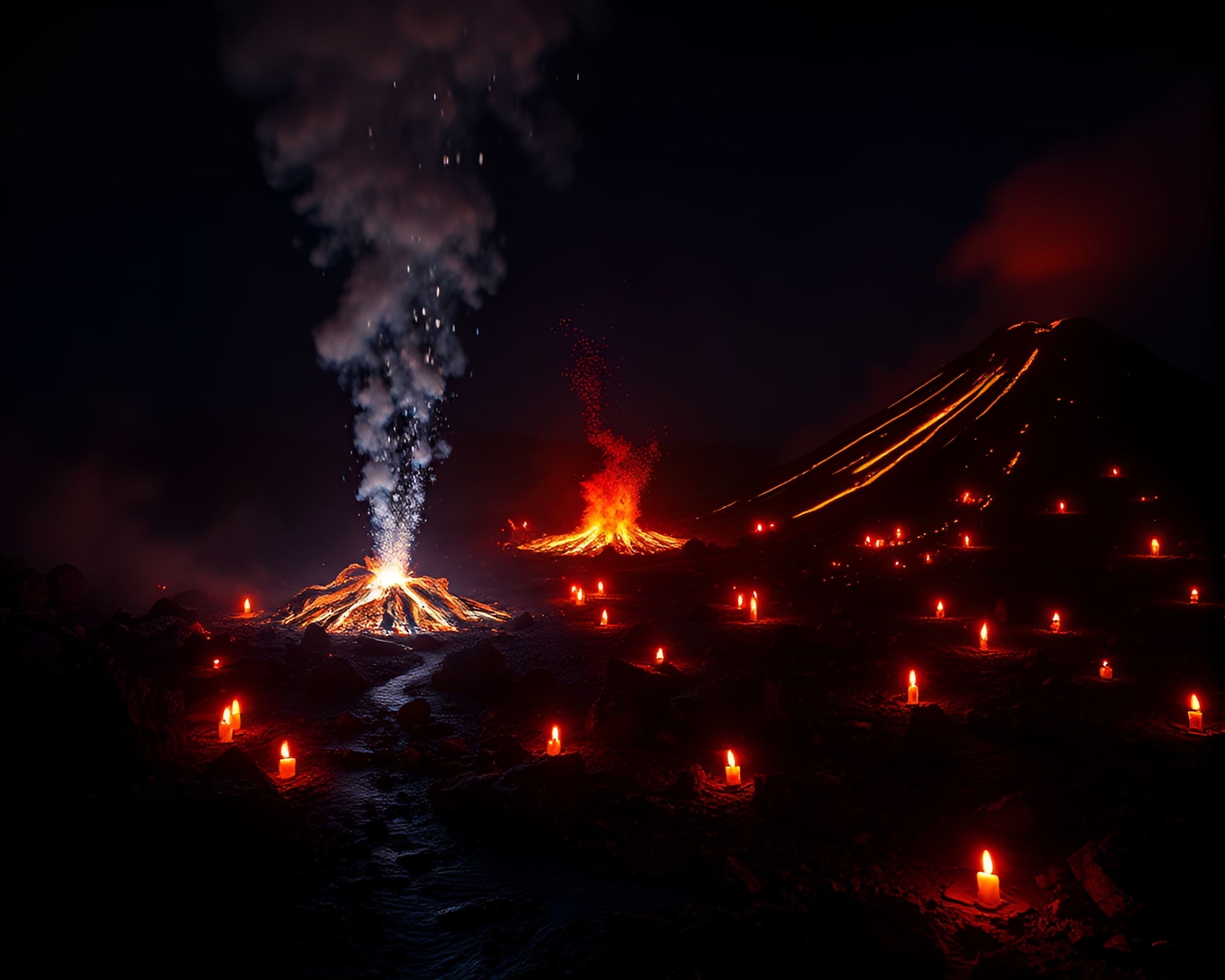 Checkered Volcanic Data Visualization by Candlelight – free AI stock image