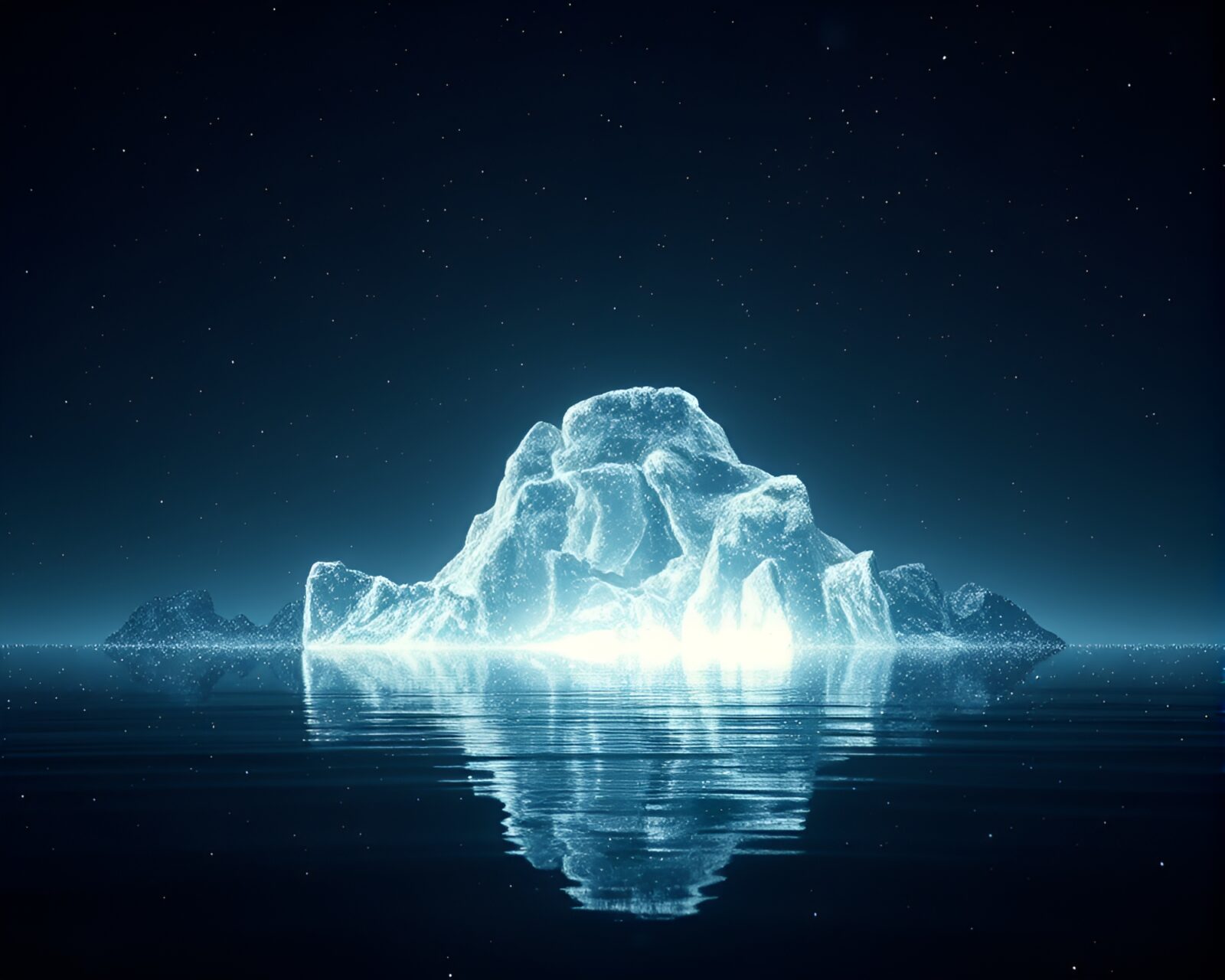 Glistening iceberg depicted through intricate x-ray dots