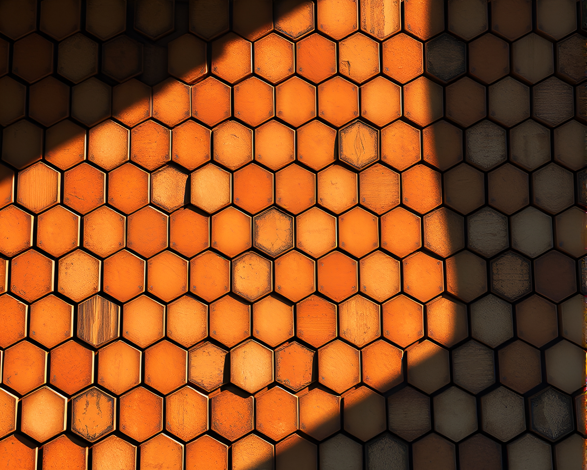 Hexagonal Tiling Armor in Attic Shadow – free AI stock image