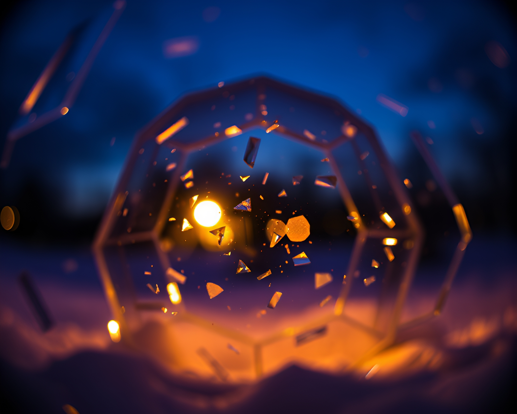 Glass Igloo Fragments in Kaleidoscope Lens Vignette – free AI stock image