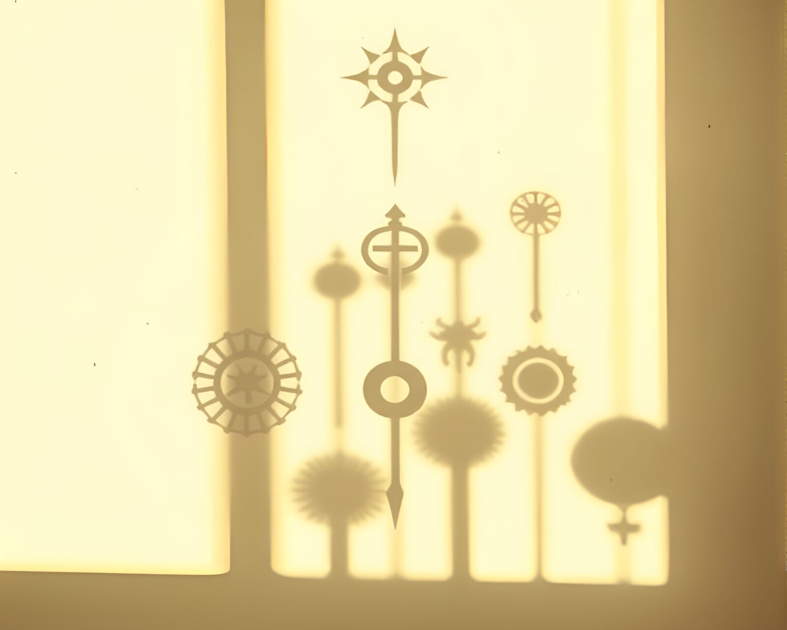 Vibrant pop art composition featuring alchemical symbols in shadows.