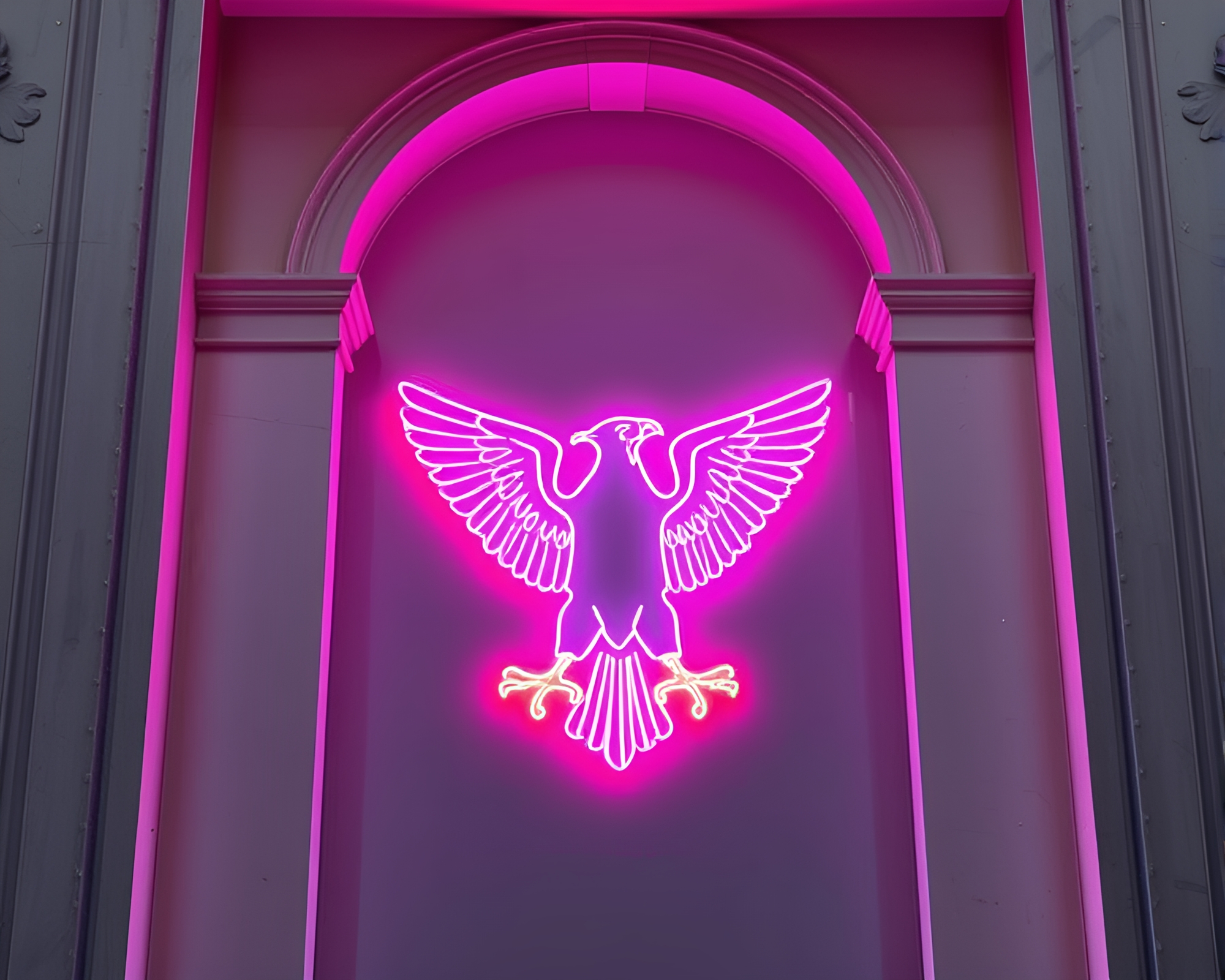 Eagle Engraved in Pastel Neon Architectural Frame – free AI stock image