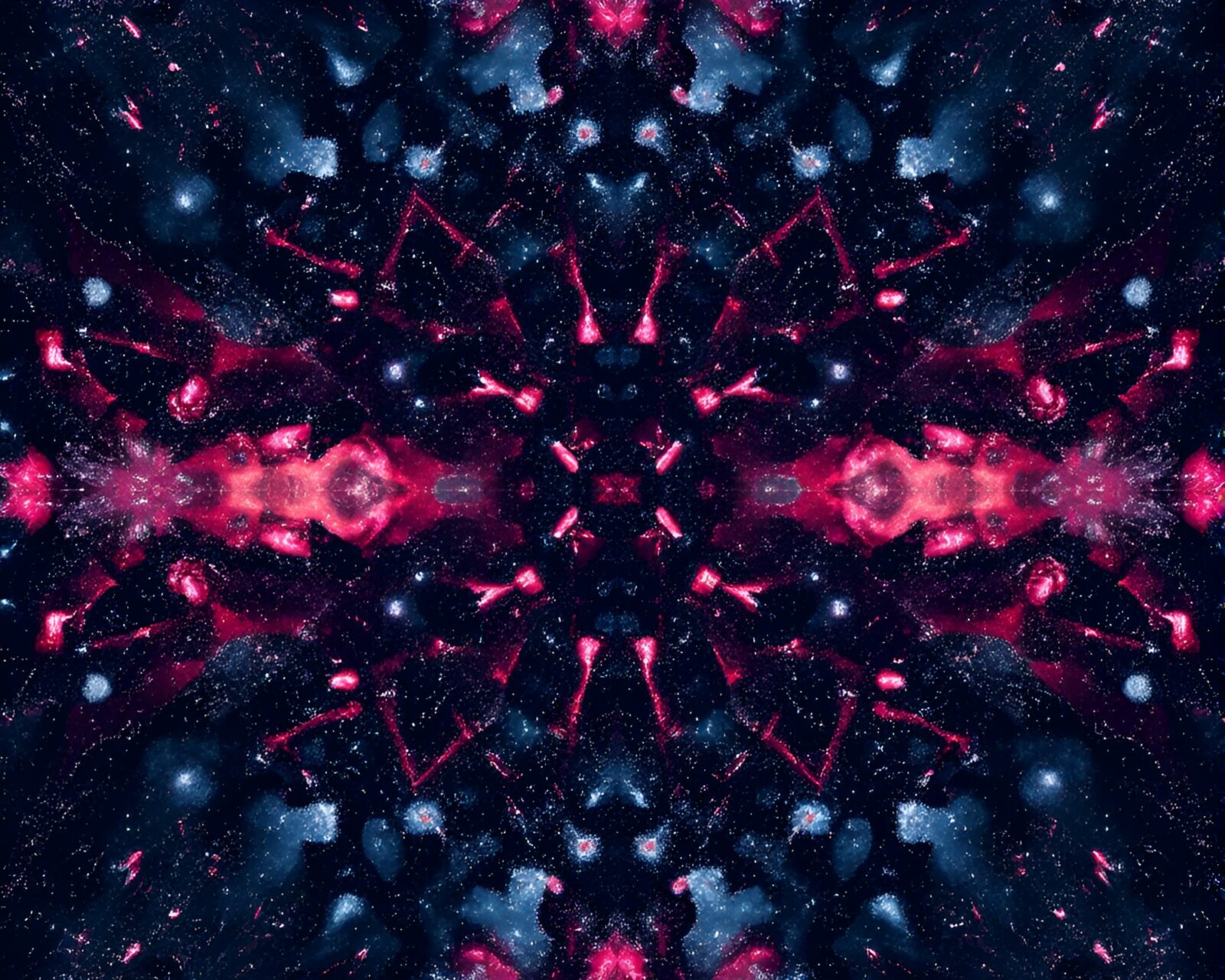 Mystical double reflection of celestial nebula in duotone colors