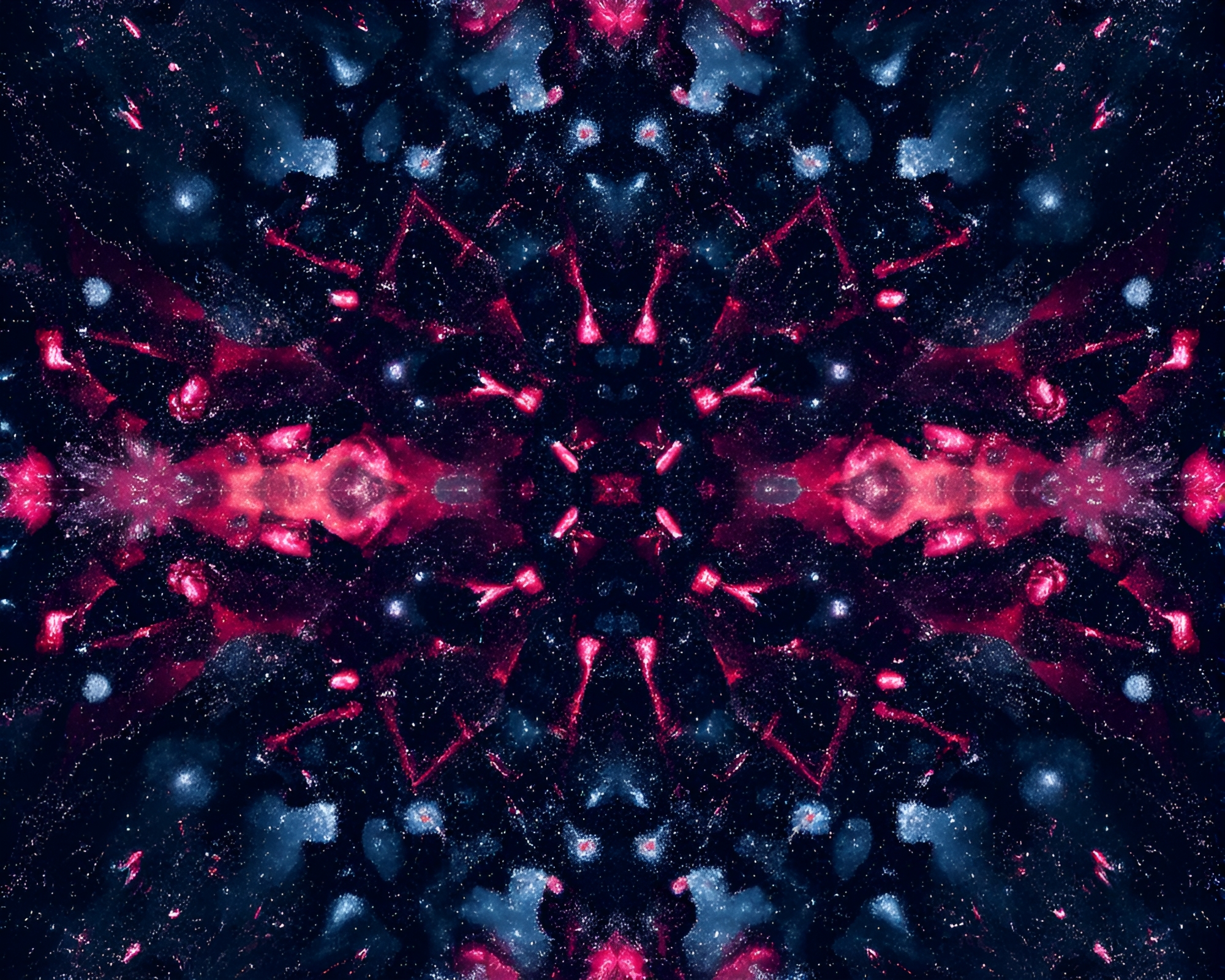 Celestial Nebula Double Reflection Kaleidoscope Duotone Beauty – free AI stock image