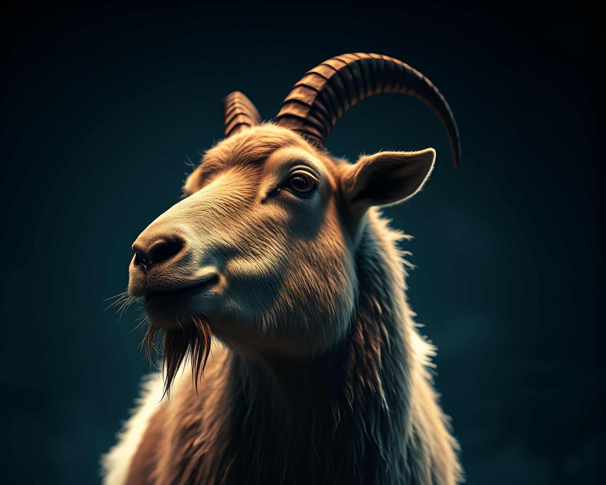 Vector Halftone Mountain Goat in Theatrical Lighting – free AI stock image