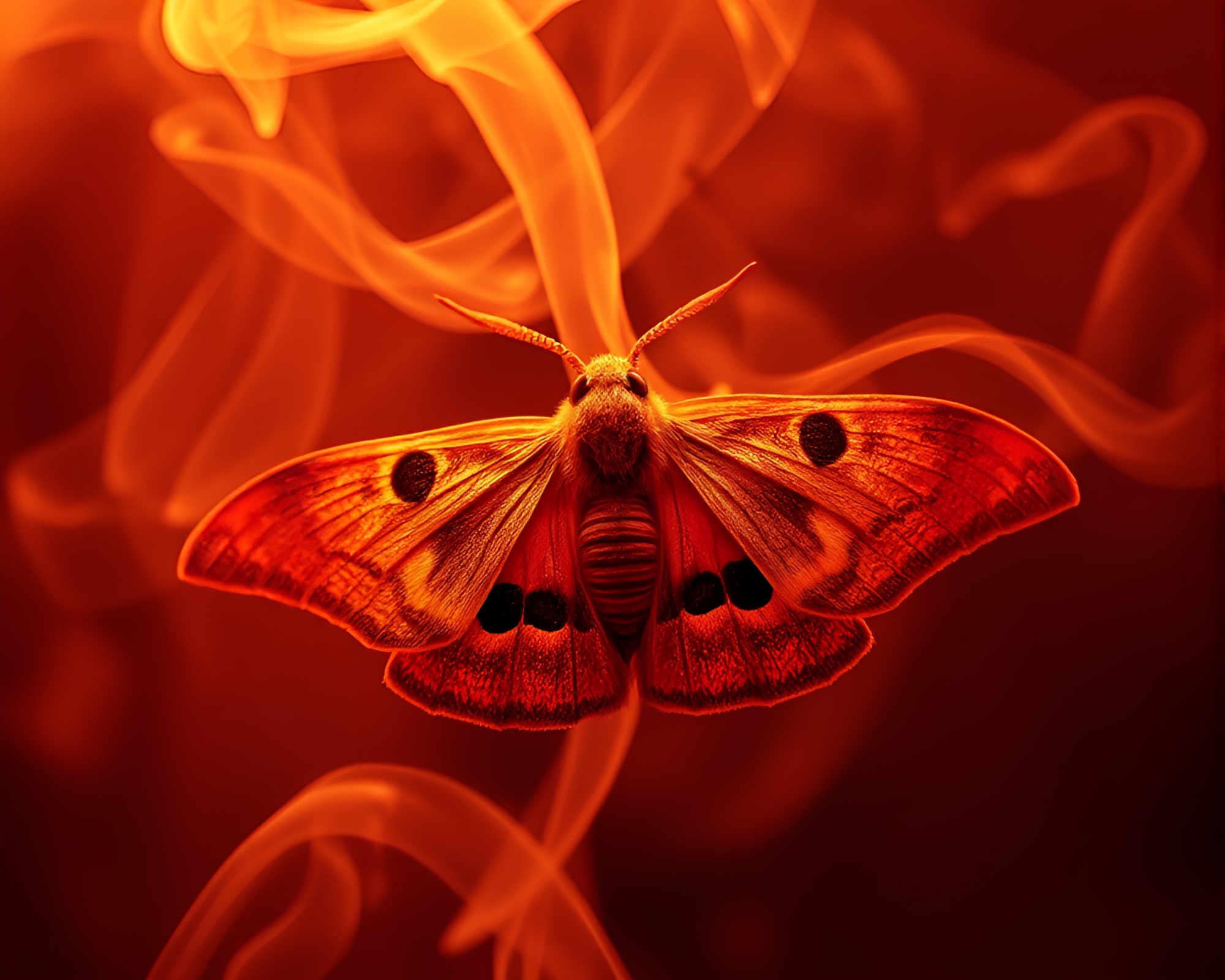 Smoke Ring Moth Dance in Infrared Stereograph – free AI stock image