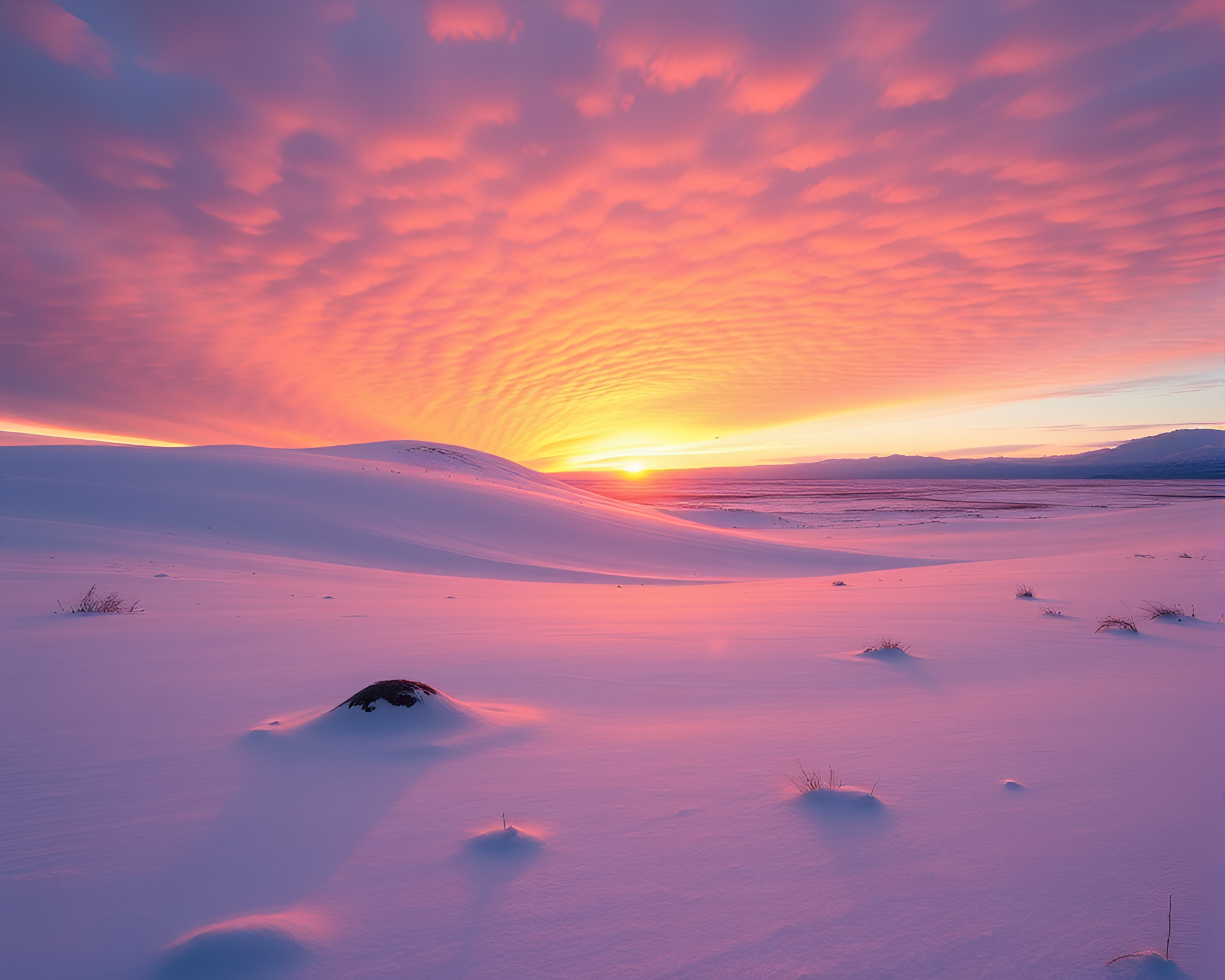 Fibonacci Spiral in Northern Tundra at Sunrise – free AI stock image