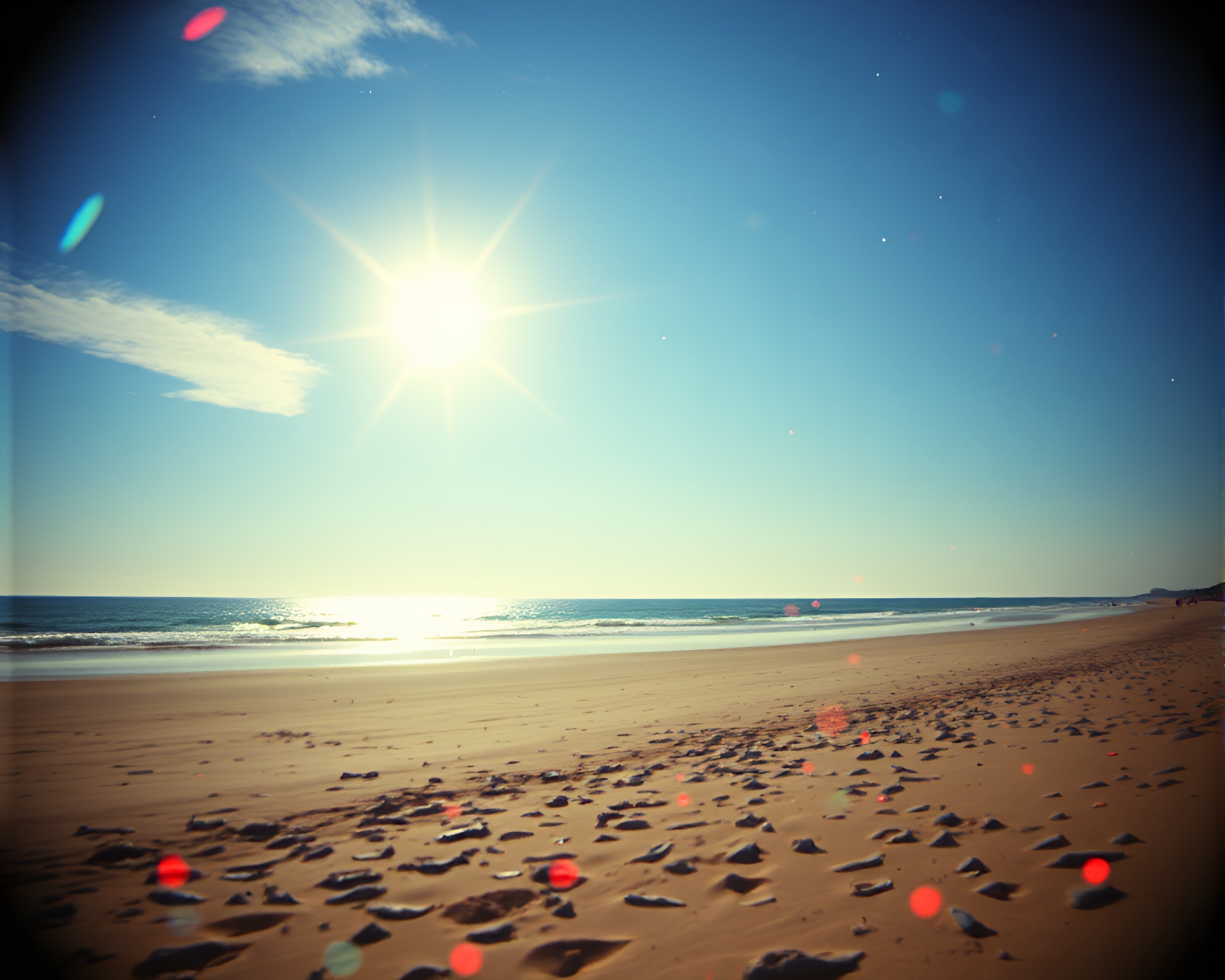 Summer Beach Kaleidoscope: Starlit Film Noir Sky – free AI stock image