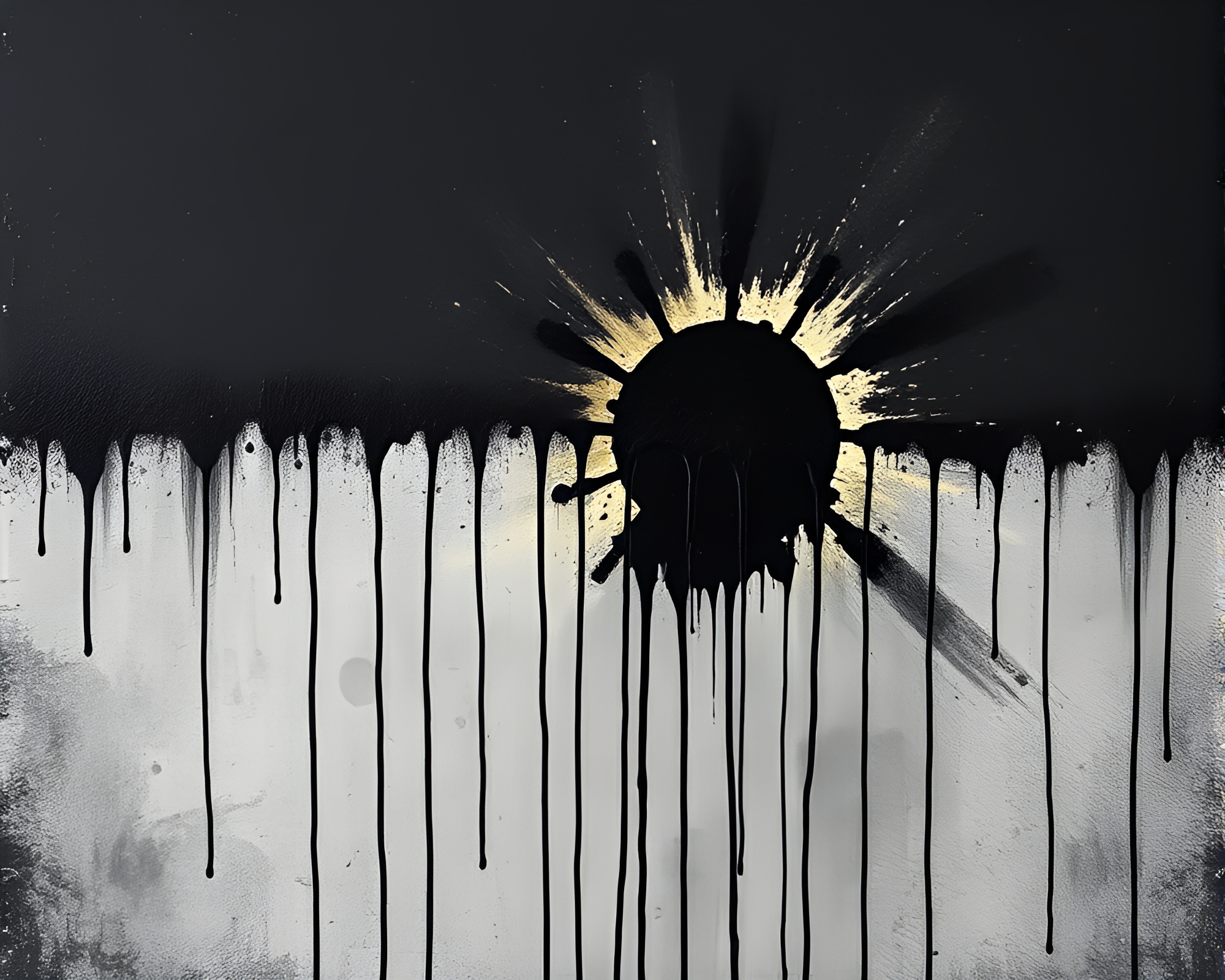 Eclipse Shadows in Morse Code Dripping Paint Art – free AI stock image