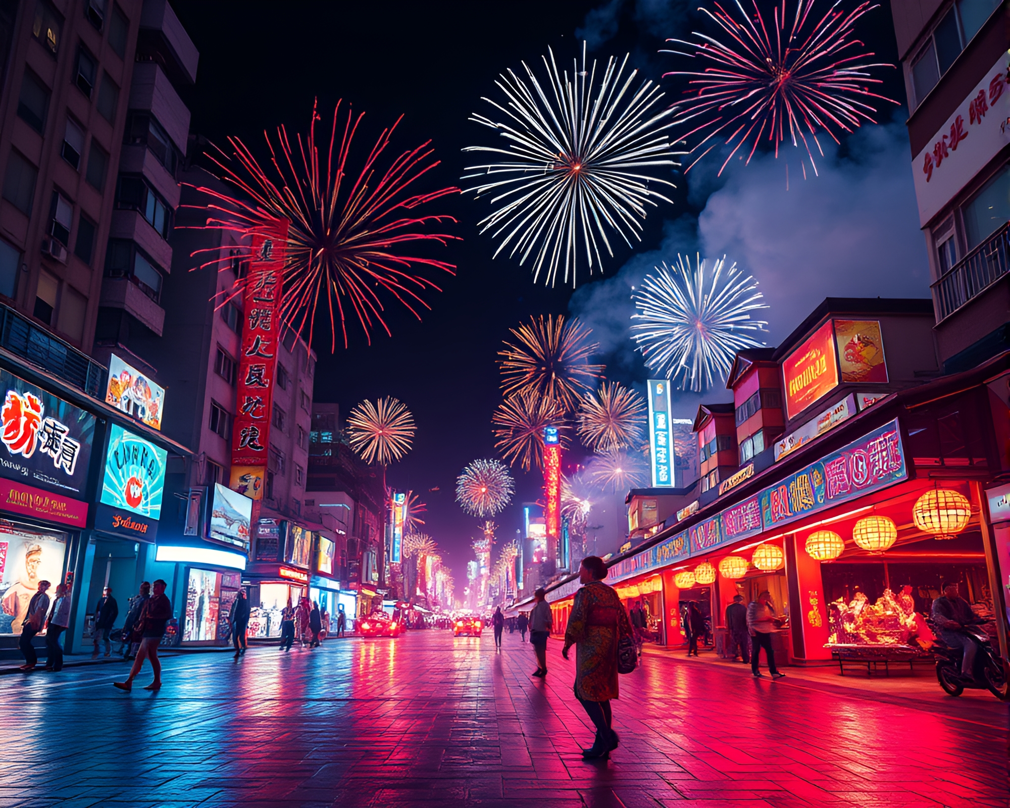 Glowing Festival Street Art: Silk Kimono Algorithmic Art – free AI stock image