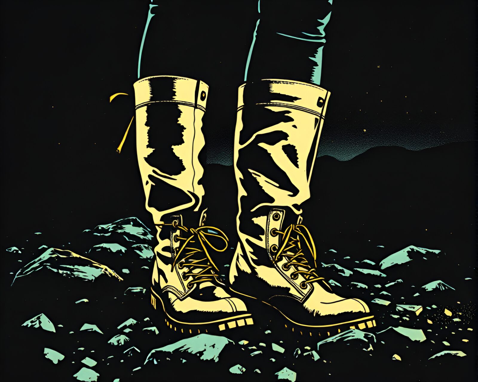Tight crop image of gravity boots, CRT flicker background