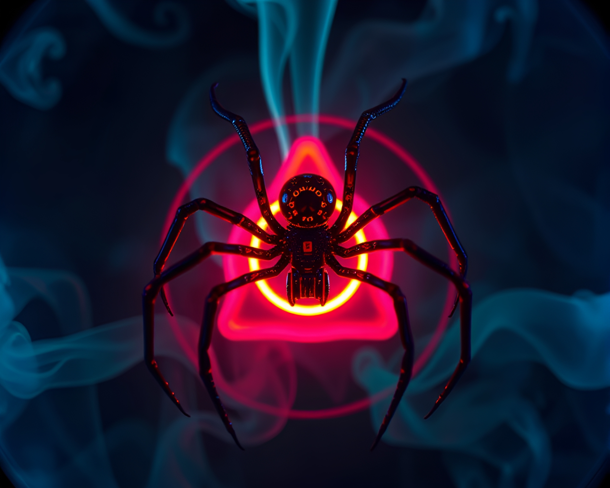Mechanical Spider emitting Triadic Smoke Rings in Stop-Motion – free AI stock image