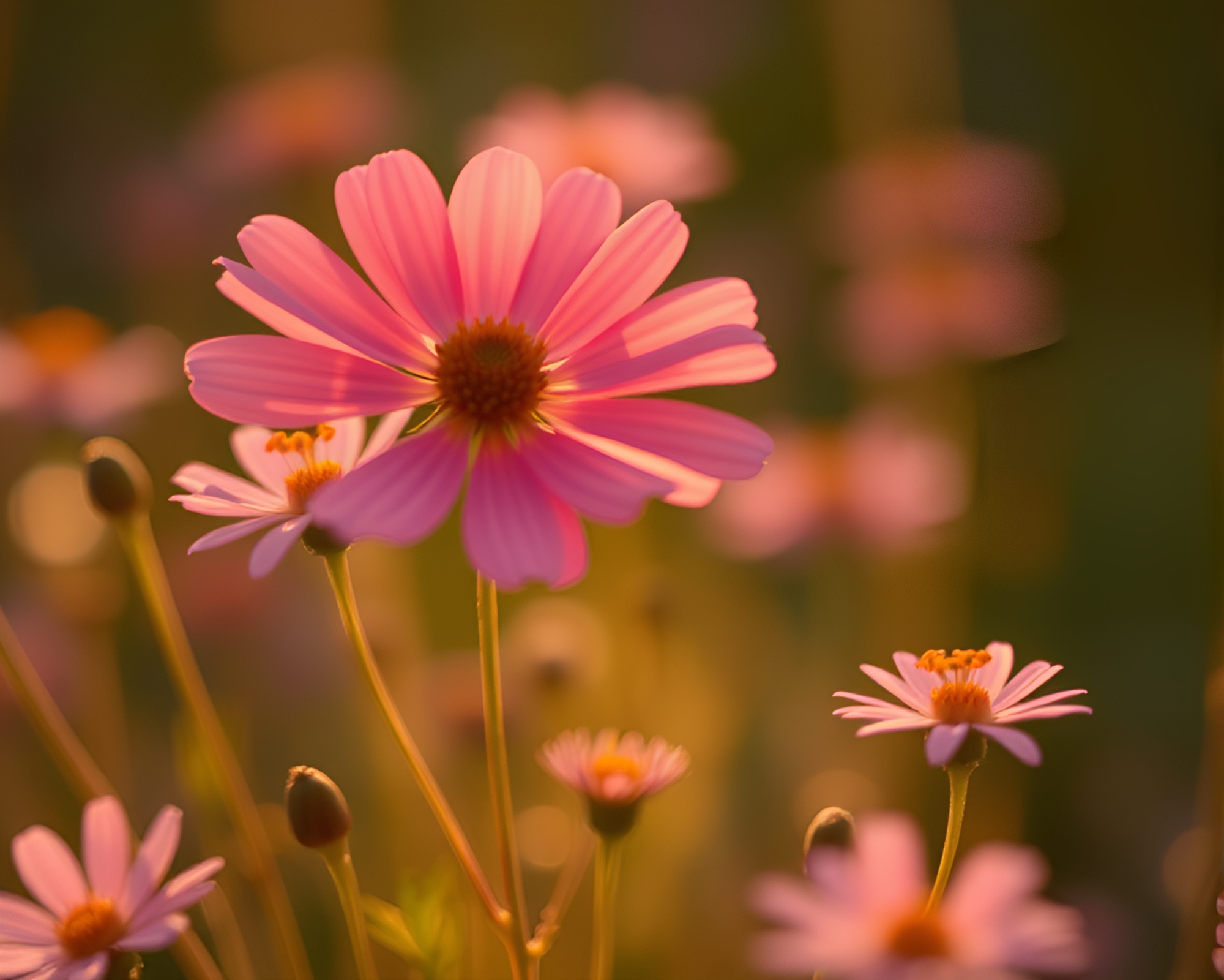 Gilded Meadow in Copper Motion Blur Light – free AI stock image
