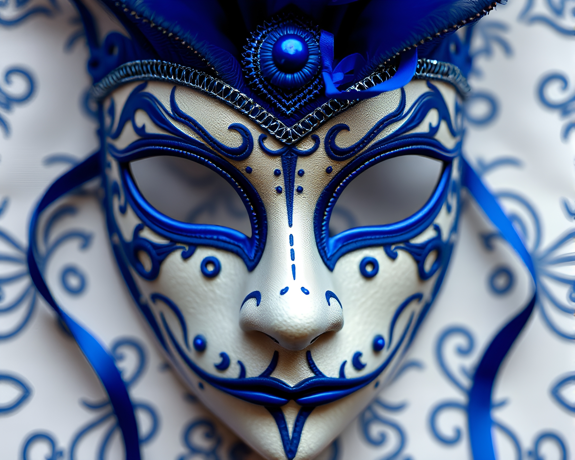 Venetian Mask Stitched Pattern Macro Photography – free AI stock image