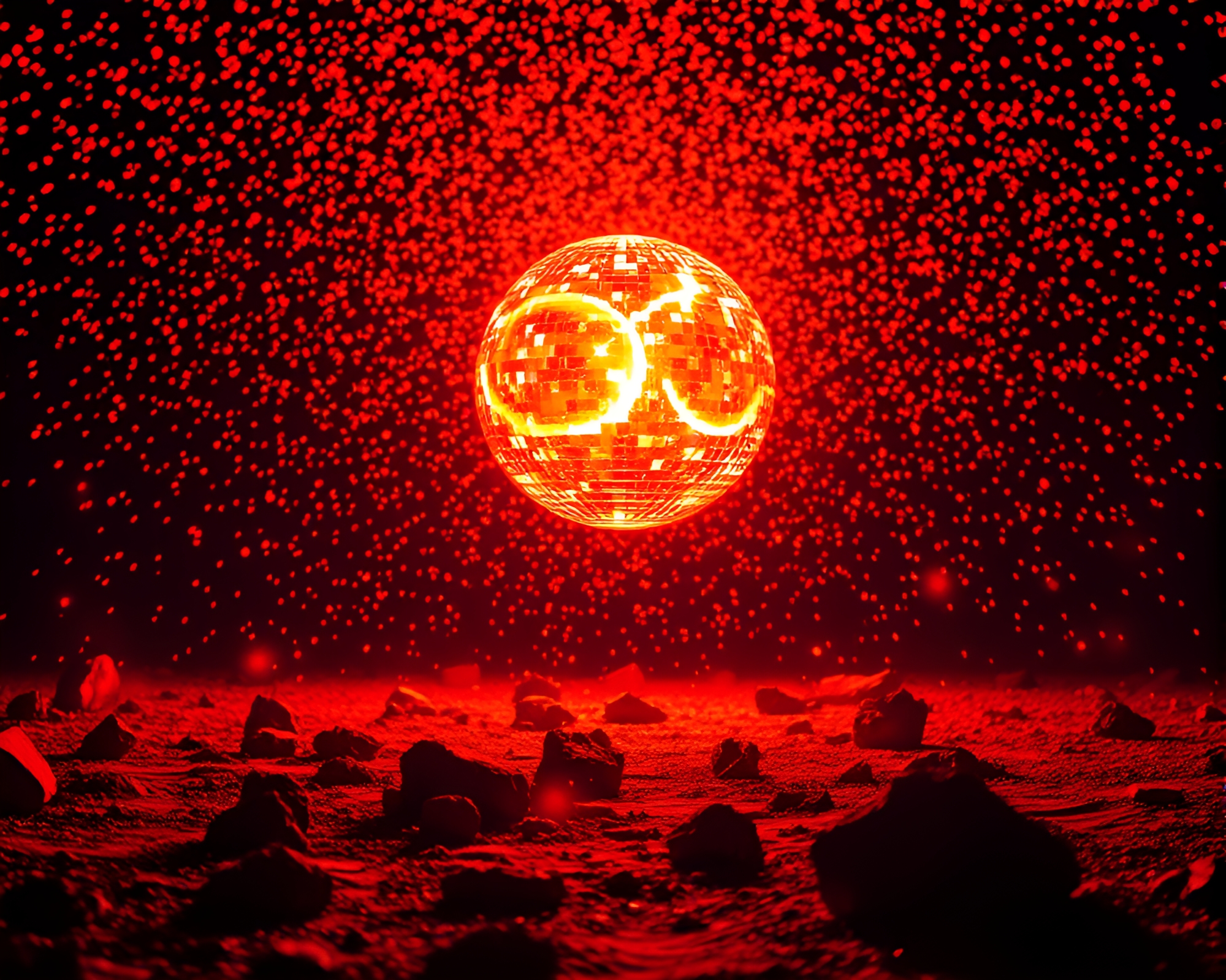Op Art Mirage: Floating Embers Disco Glimmer – free AI stock image