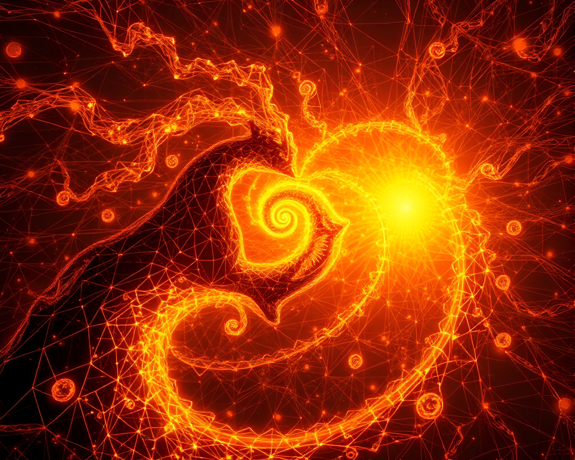 Enchanting Banshee in Abstract Golden Spiral Glow – free AI stock image