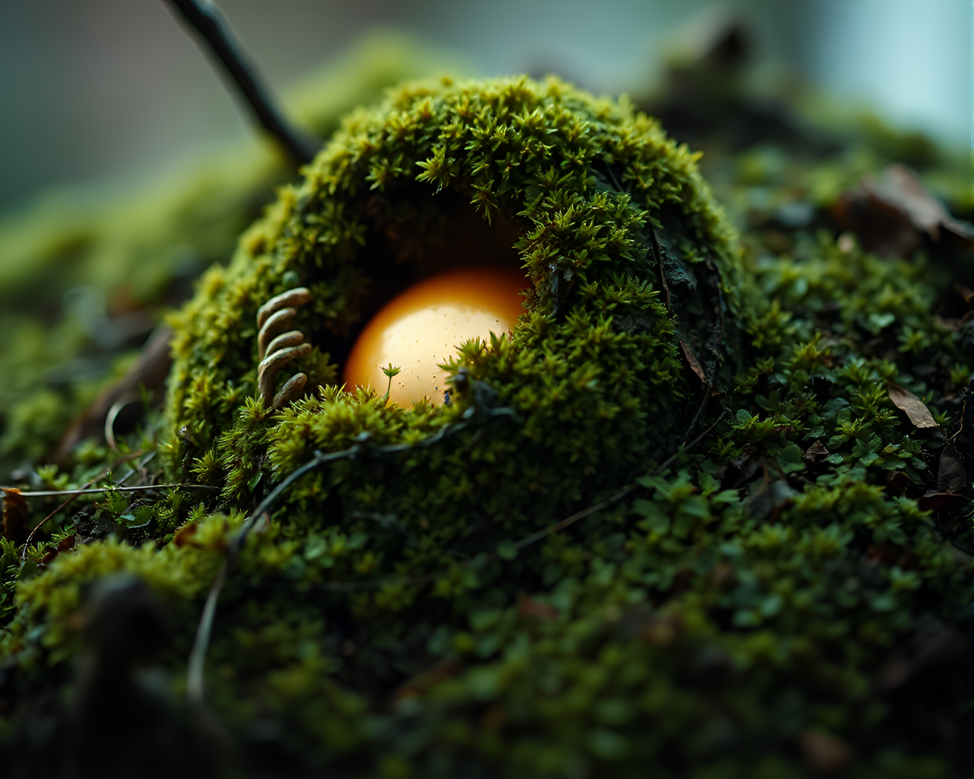 Dragon Egg Nest with Moss Growth – free AI stock image