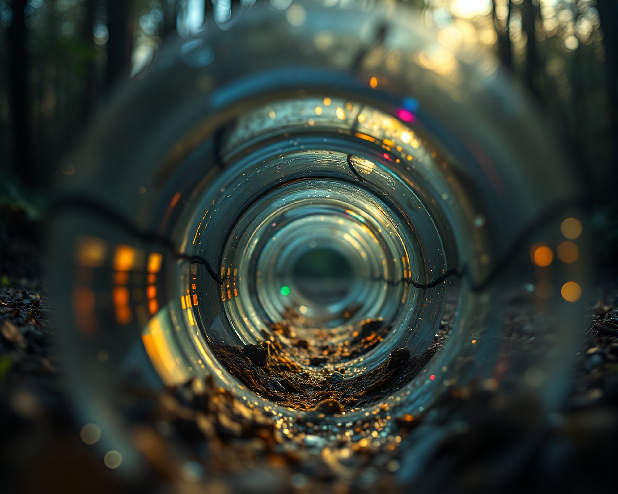 Holographic Glass Tunnel: Telephoto Hatching Composition – free AI stock image