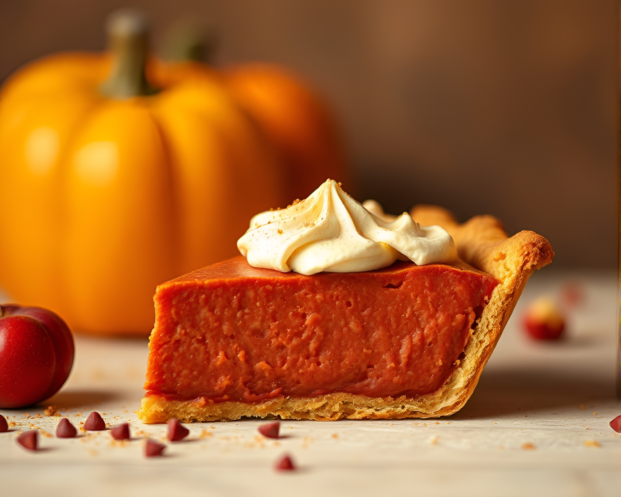 Autumnal Glow: Pumpkin Pie Delight in Soft Hues – free AI stock image