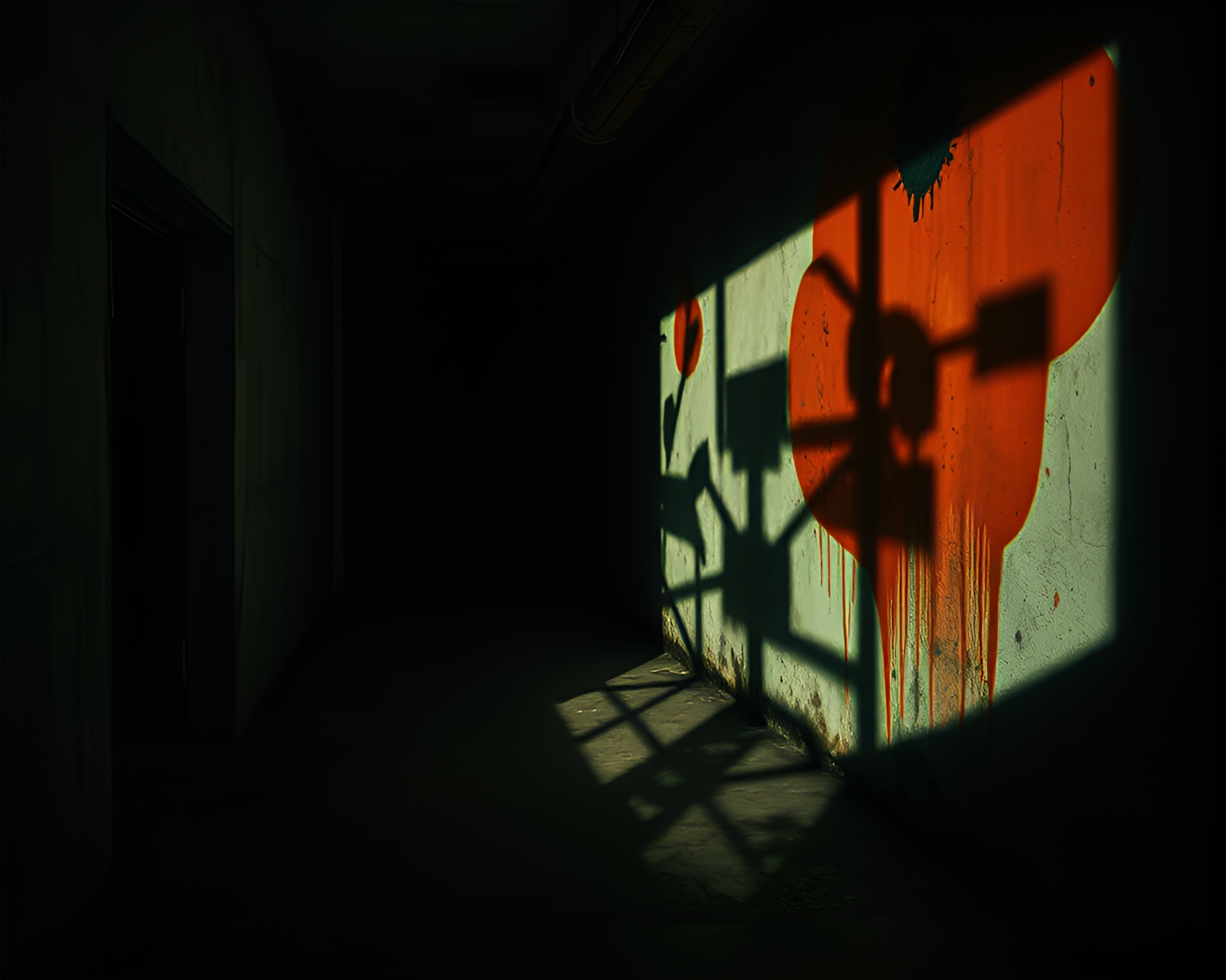 Abstract Stencil Shadows in Moody Basement Expressionism – free AI stock image