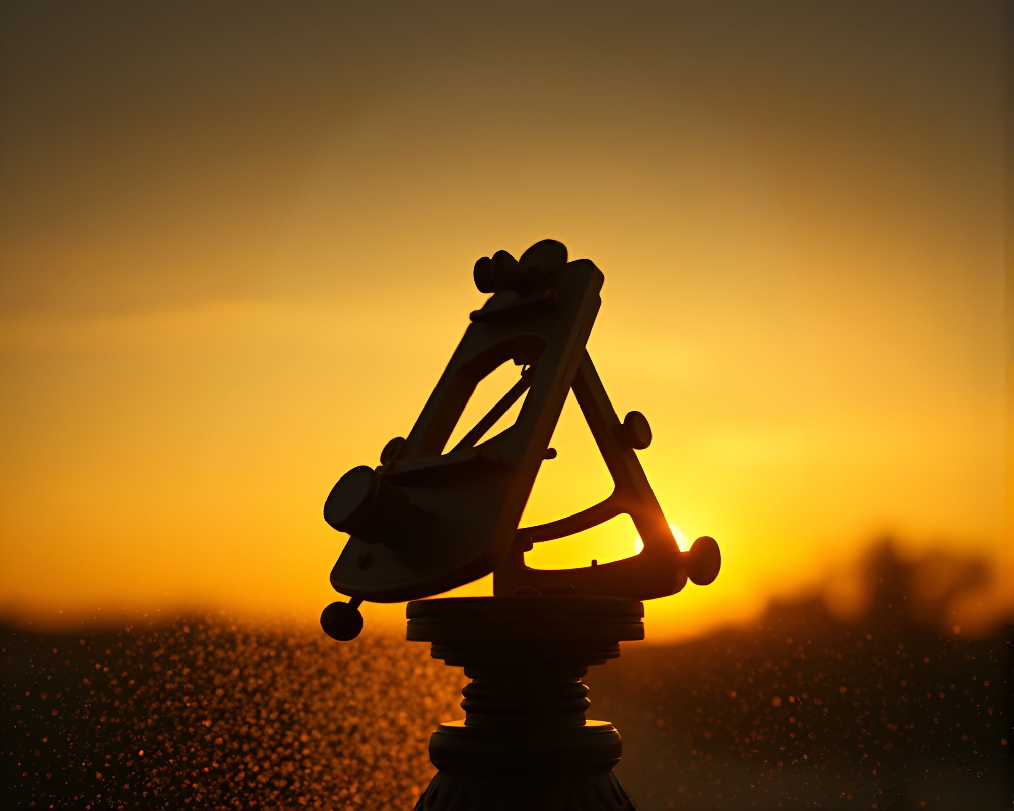 Antique Sextant Amidst Glowing Dust Particles – free AI stock image