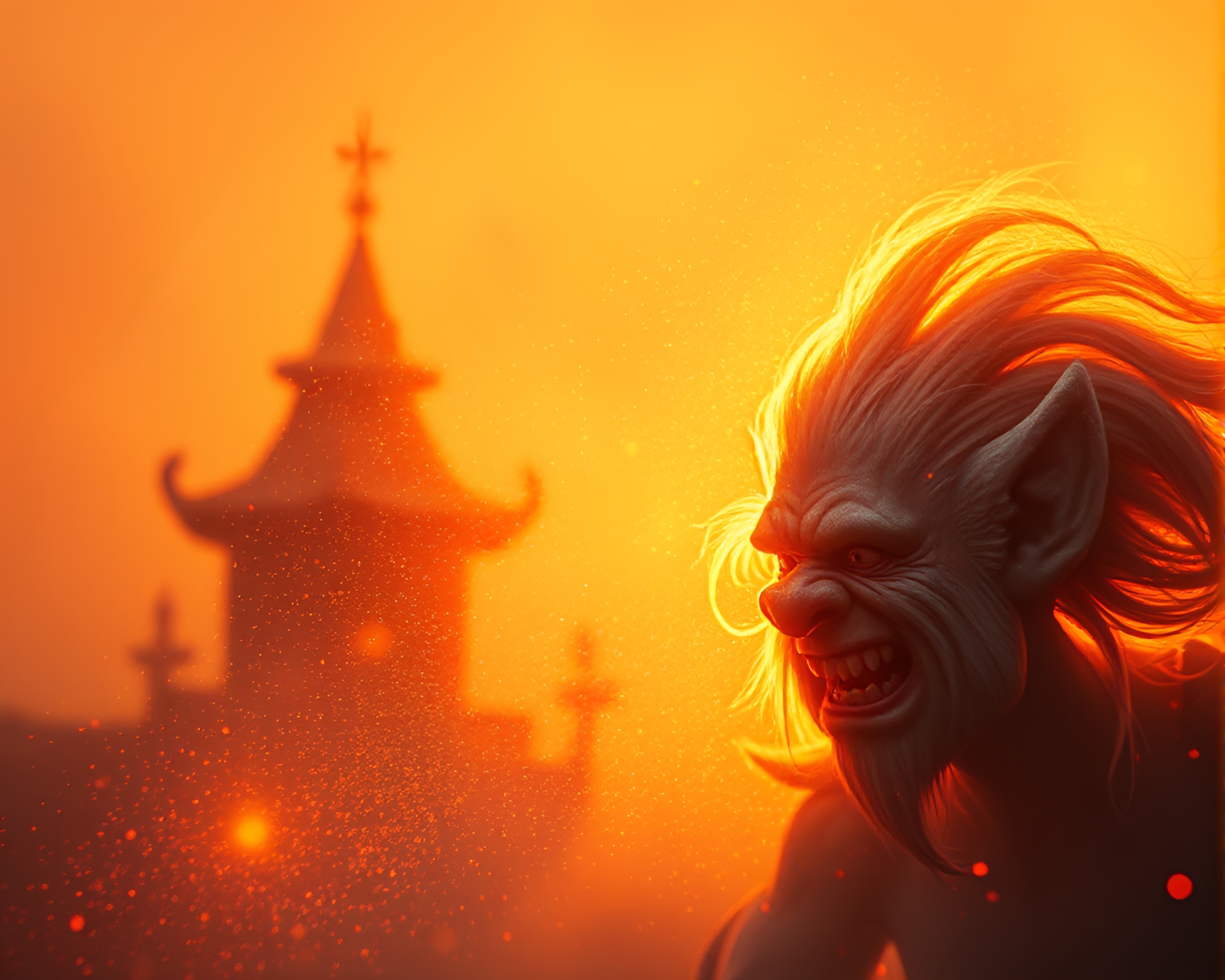 Enchanting Troll in Dust Particle Illumination – free AI stock image