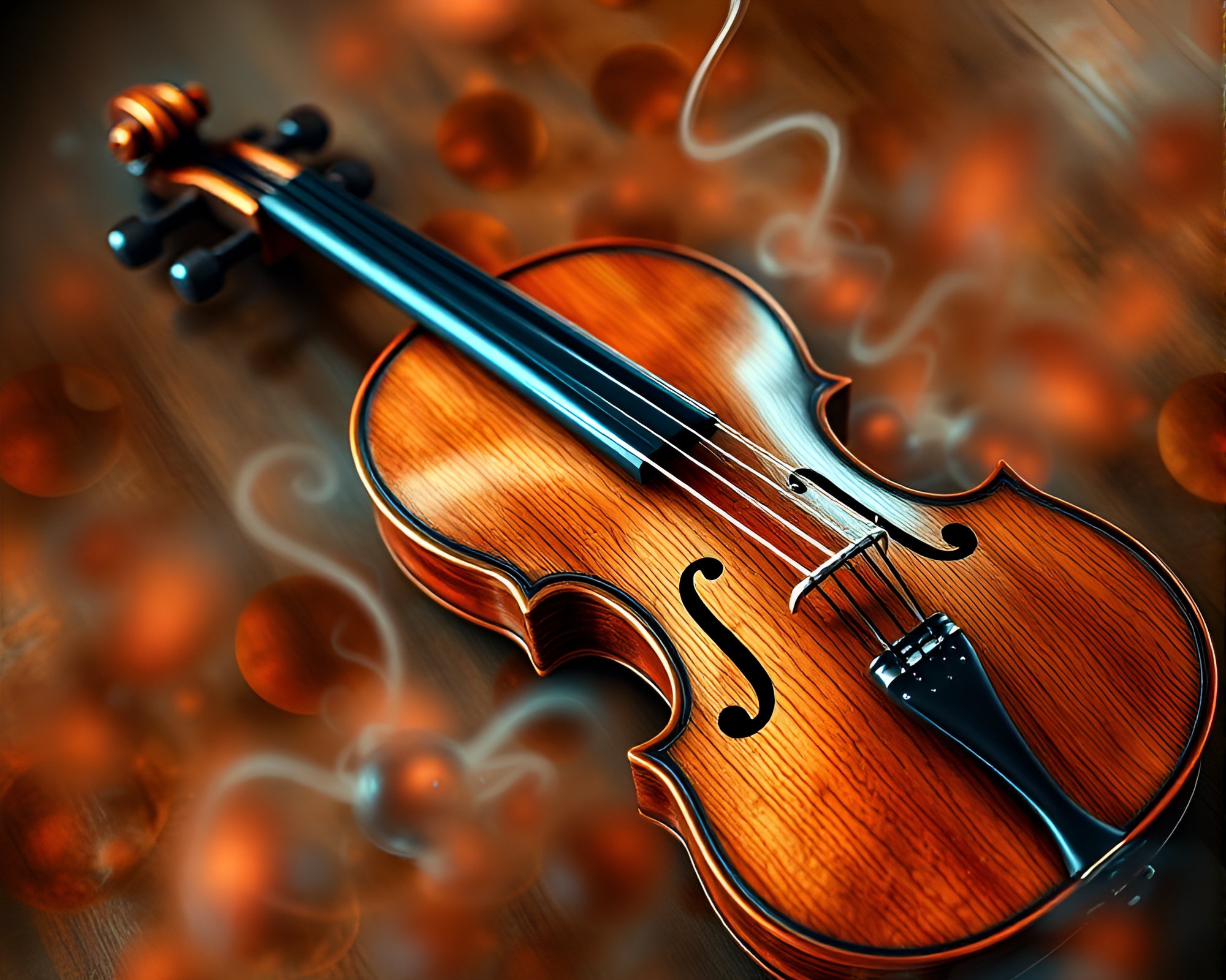 Fractal Wooden Violin with Metallic Sheen X-Ray Style – free AI stock image