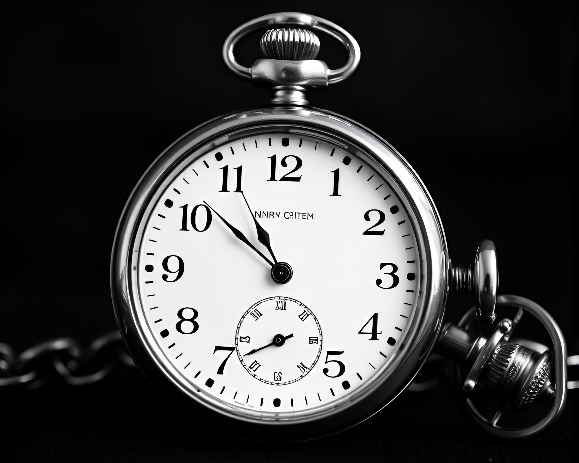 Glimpse of Time: Noir Pocket Watch Close-Up – free AI stock image