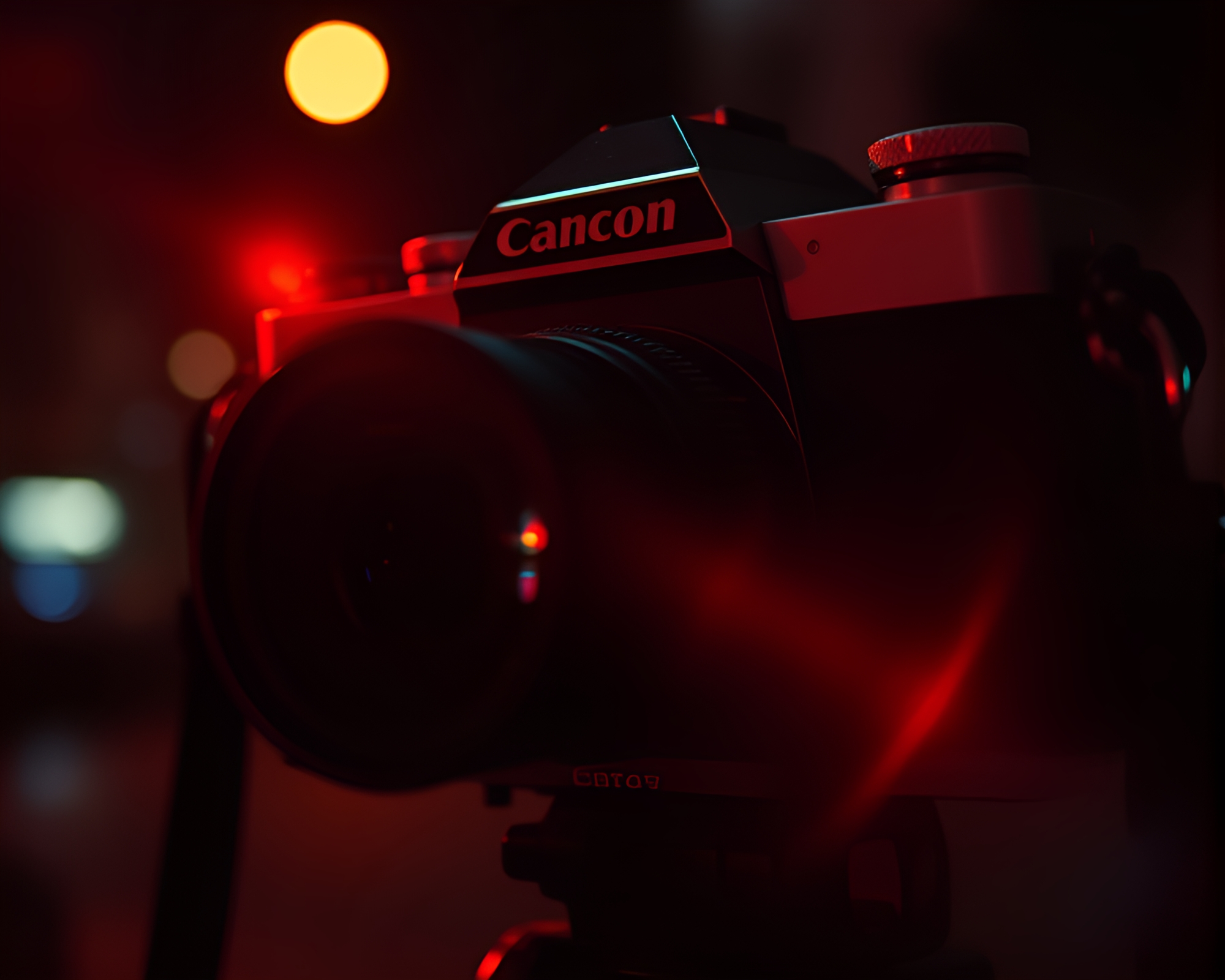 Techno-Noir Camera Scene – free AI stock image