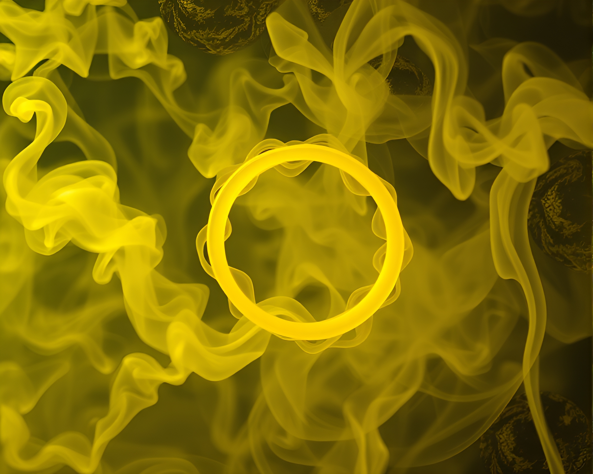Enigmatic Cavern Echoes: Lemon Zing Smoke Rings – free AI stock image