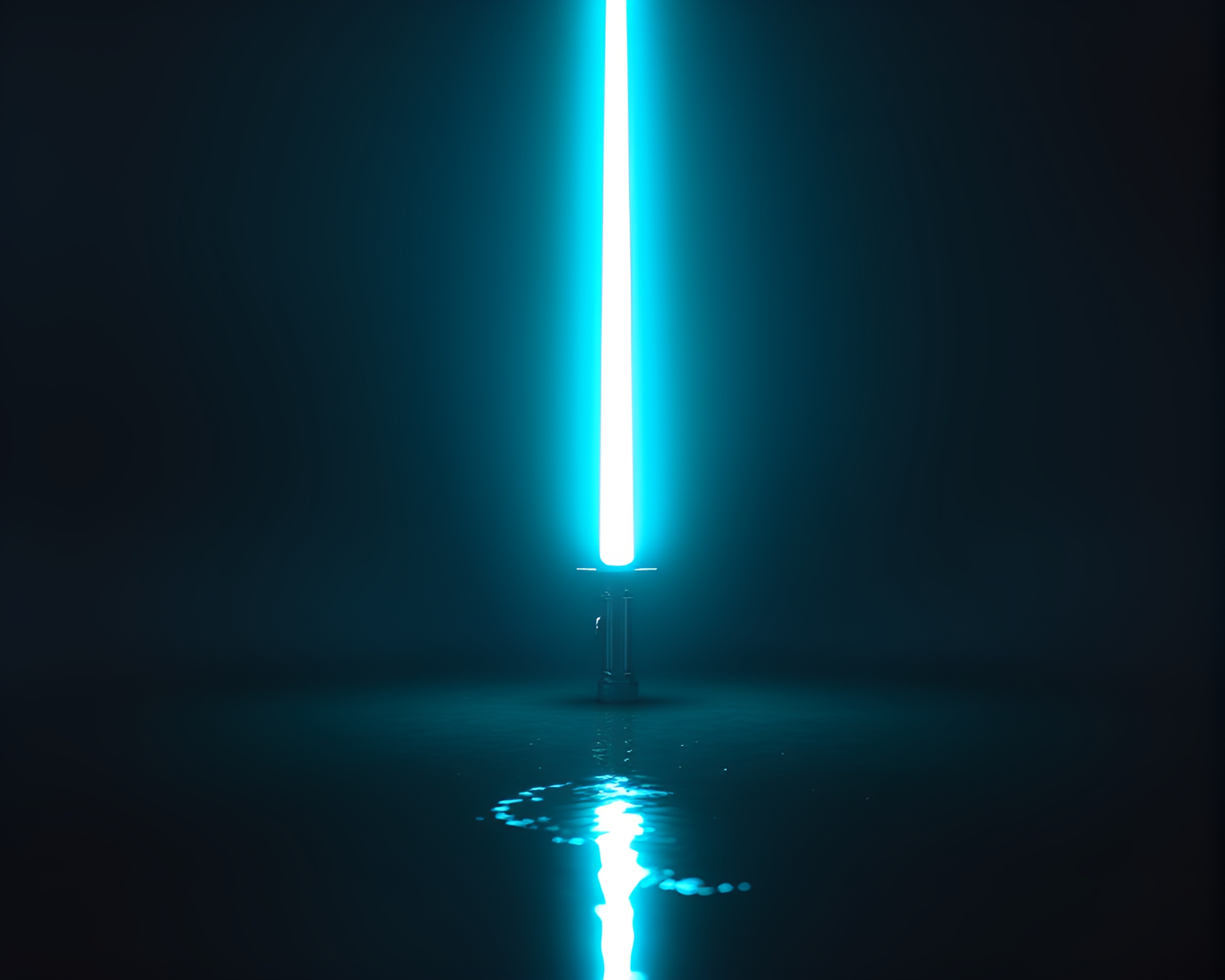 Neon Laser Sword Reflection in Retro CGI Scene – free AI stock image