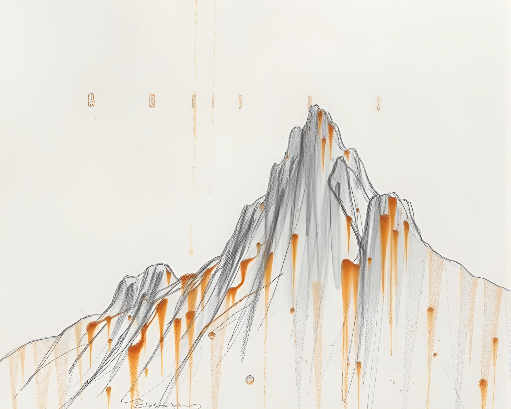 Rust Patina Plateau: Light Streaks Pencil Sketch – free AI stock image