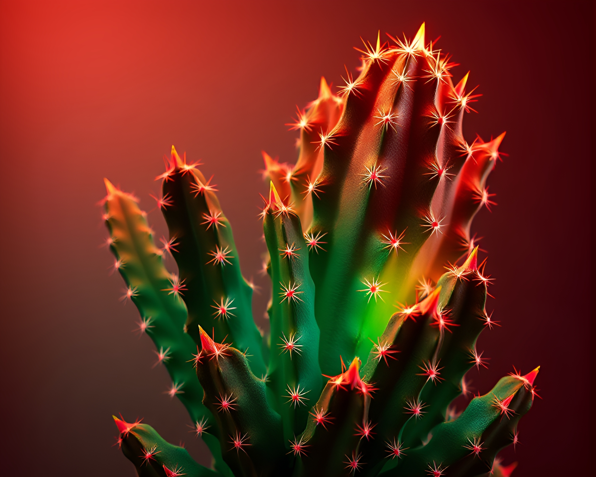 Neon Cactus Jungle in Bronze Glow – free AI stock image