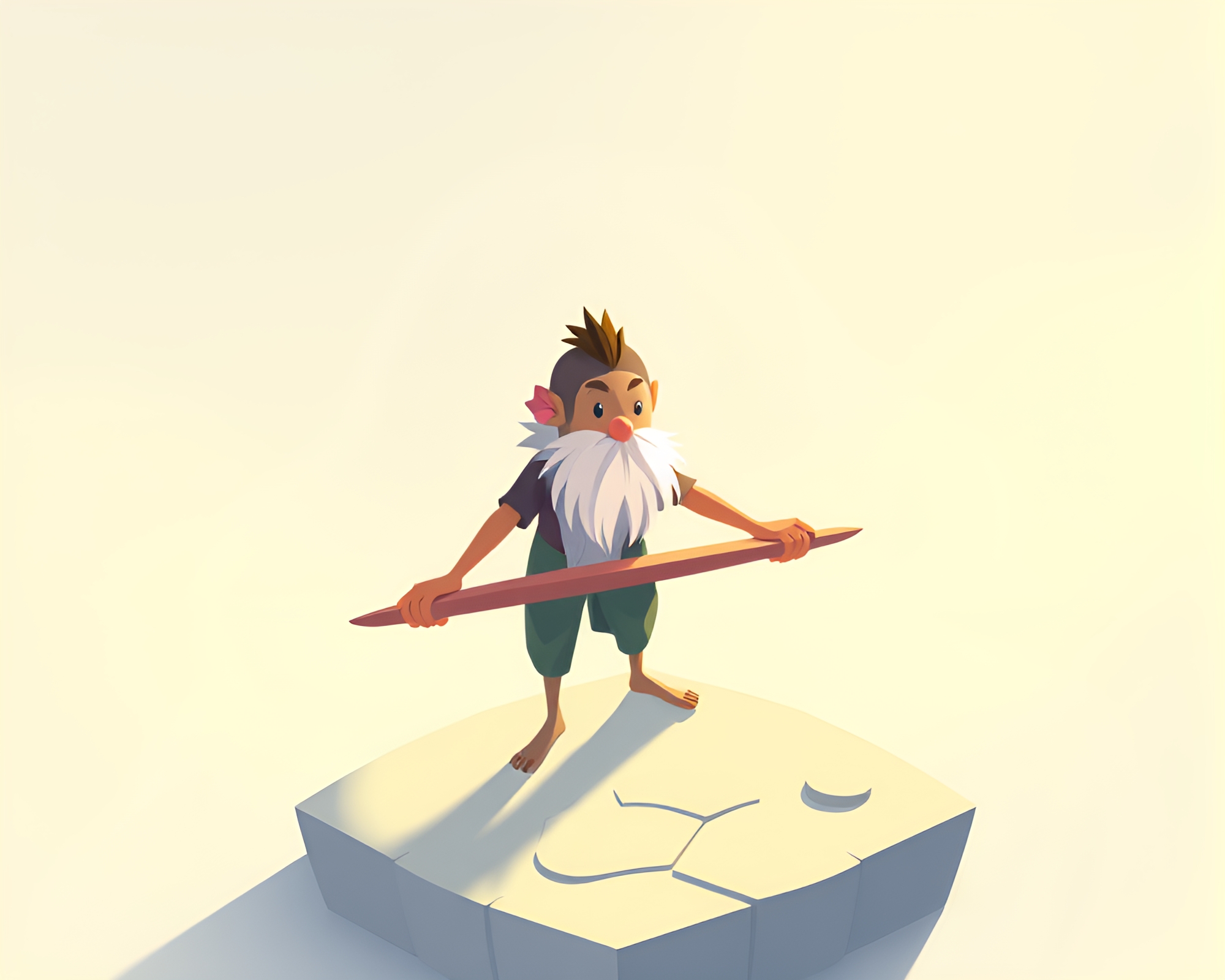 Dwarf Merchant in Isometric Midday Plaza Scene – free AI stock image