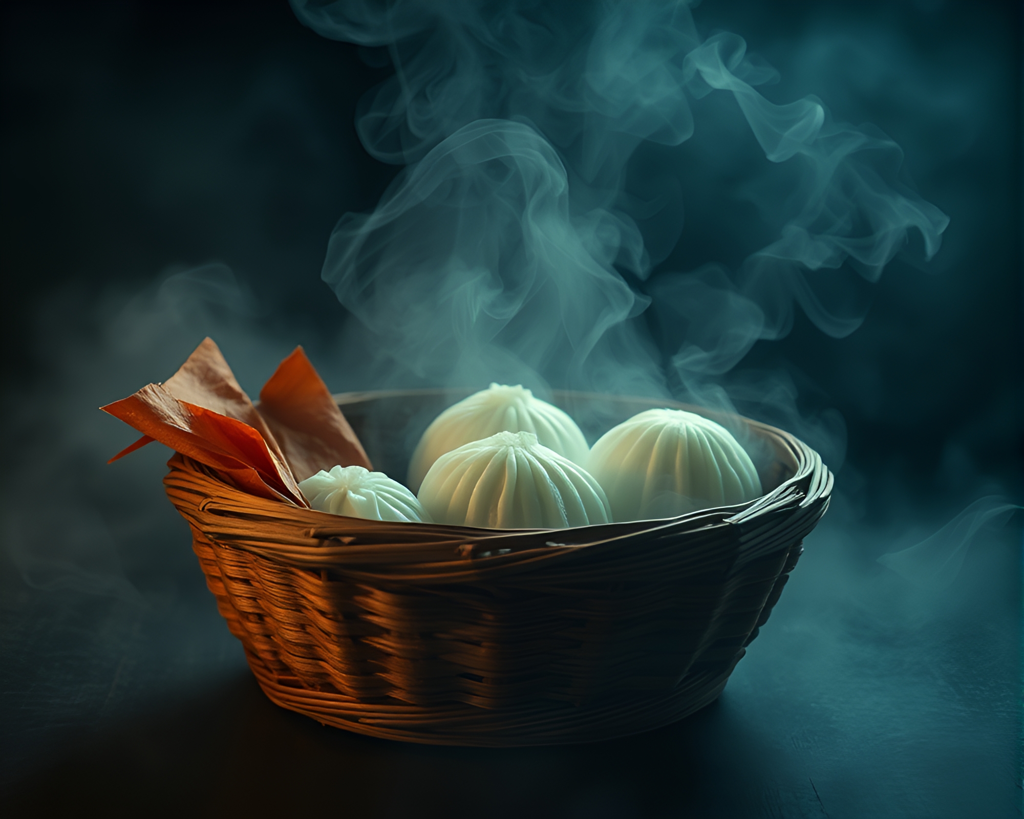 Dim Sum Basket in Smoky Haze Divisionism – free AI stock image