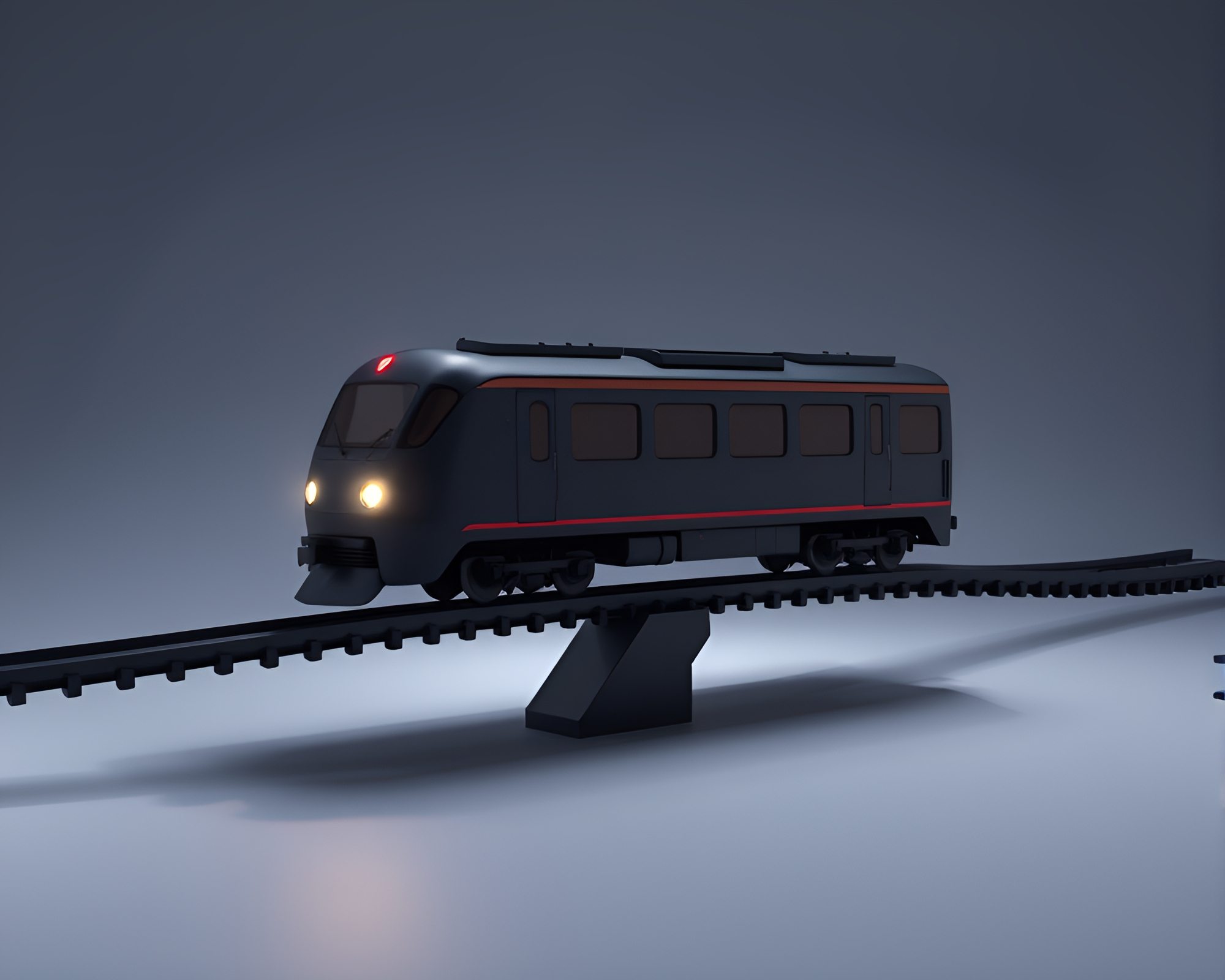 Shadow Silhouette: Magnetic Levitation Train Low-Poly Render – free AI stock image