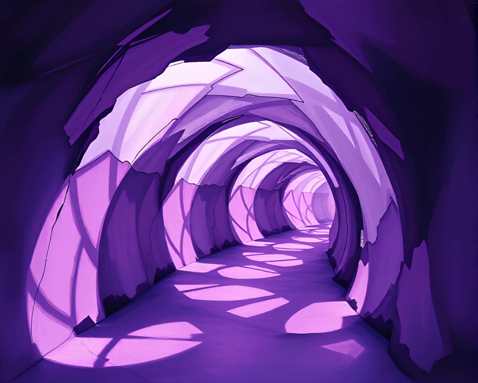 Ethereal Glass Tunnel in Amethyst Shadows – free AI stock image