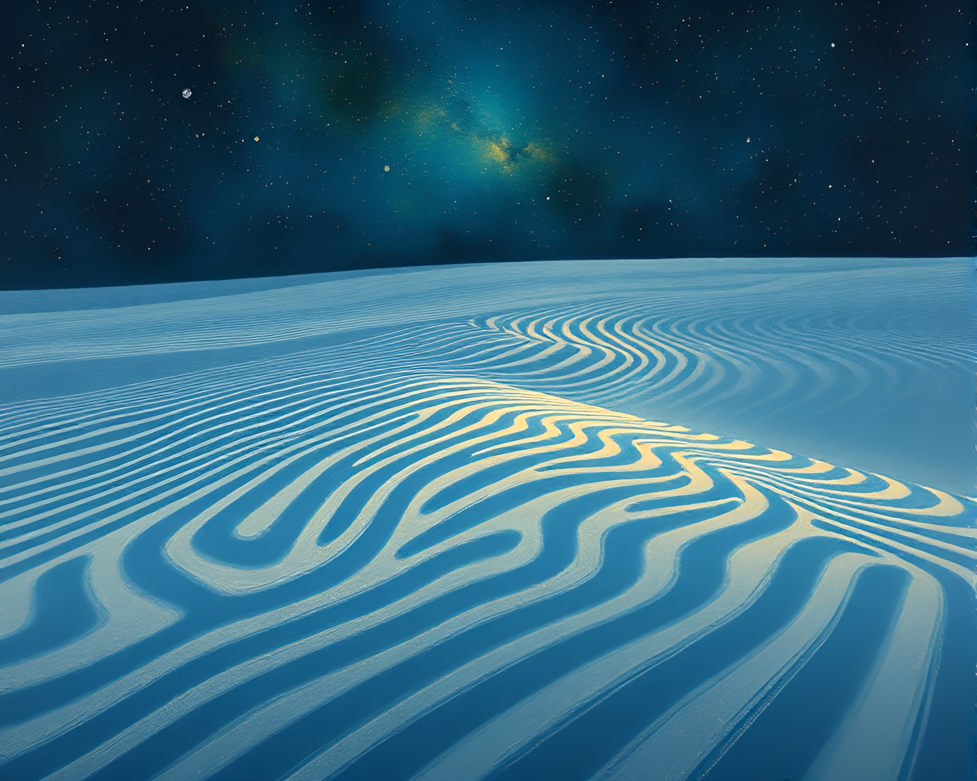 Sand Swirls: Time Dilation Luminescence – free AI stock image