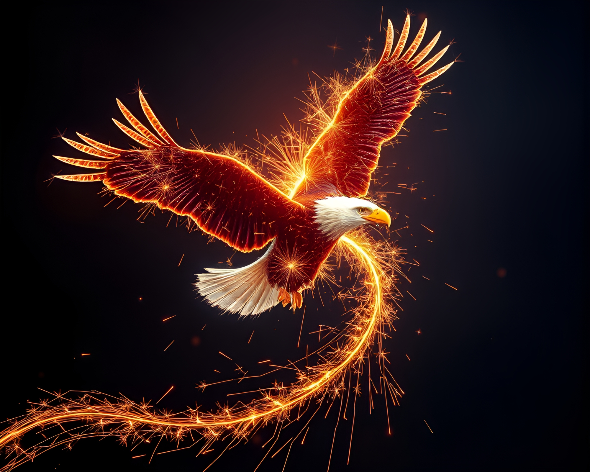 Eagle in glitched geometric sparkler abstraction – free AI stock image