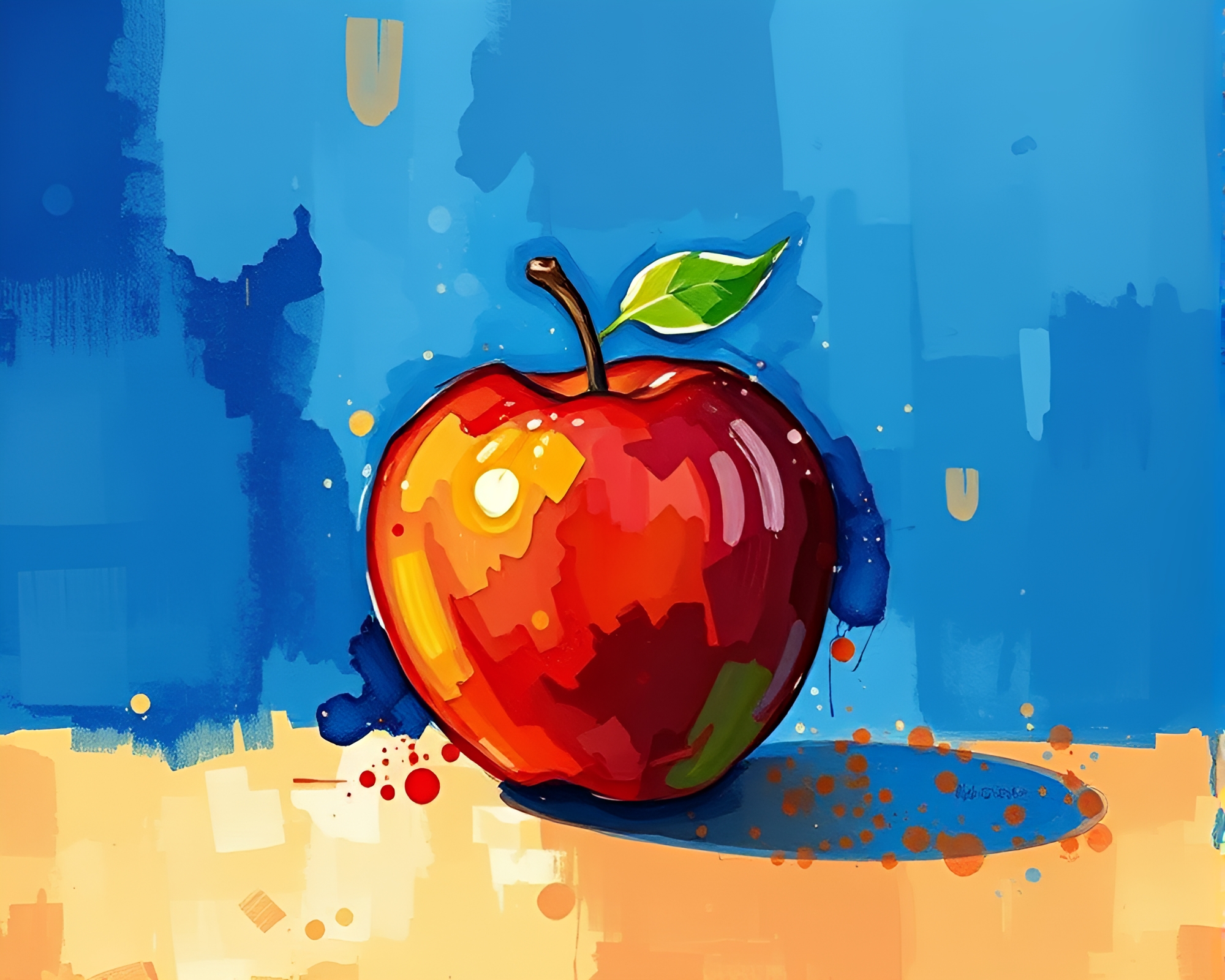 Cubist Apple Cider Delight with Sapphire Tones – free AI stock image
