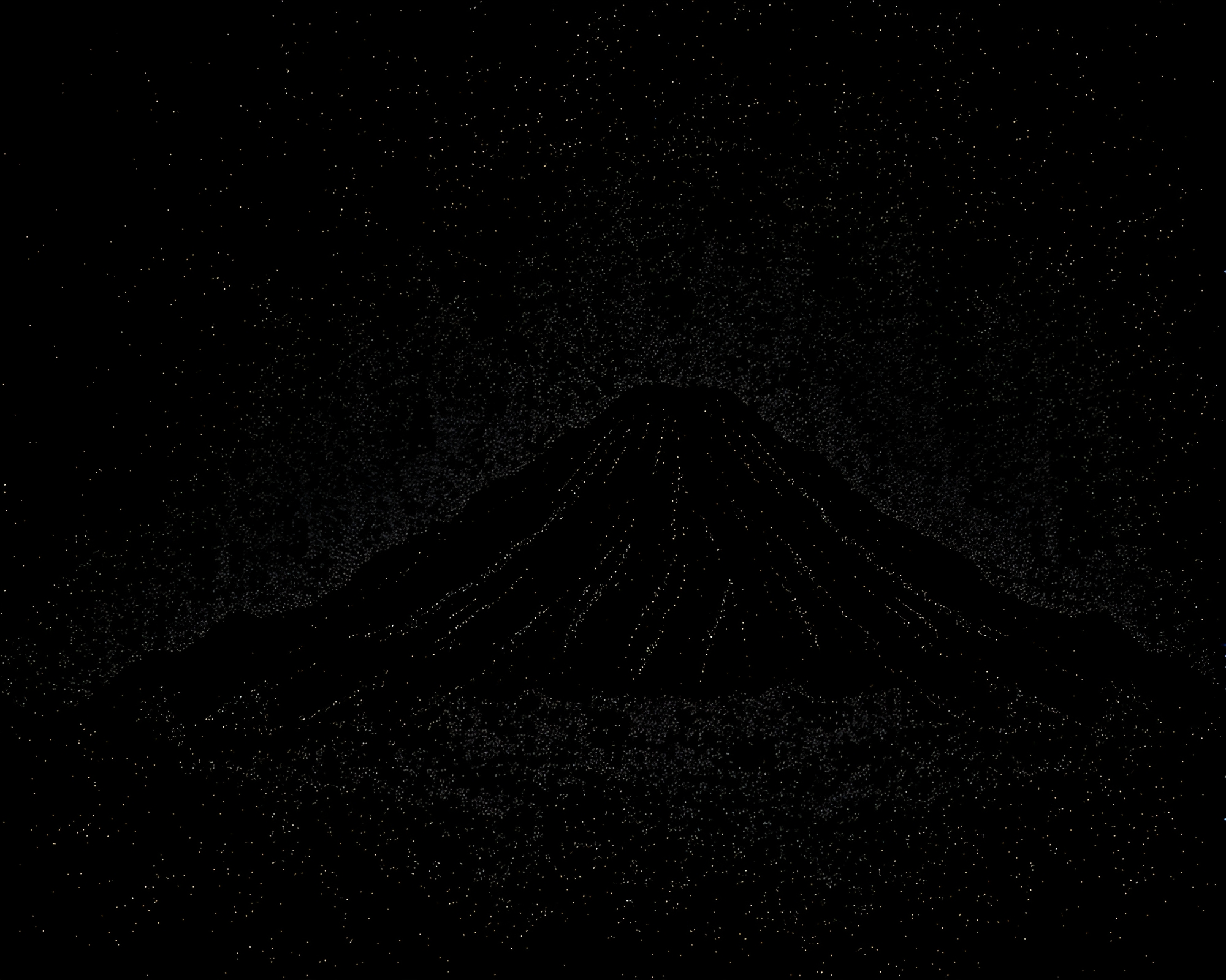 Halftone Grid Over Volcanic Island in Indigo Mystery – free AI stock image