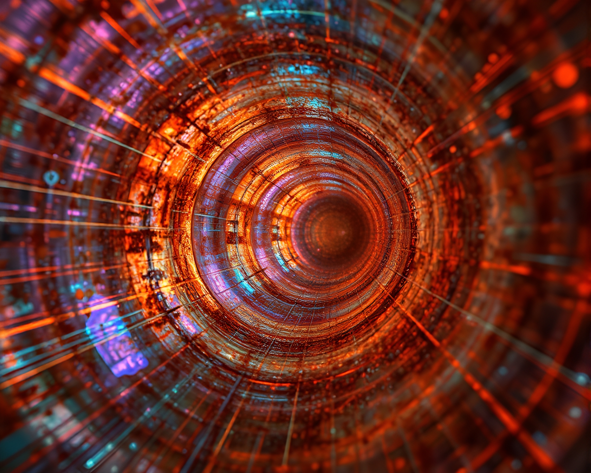 Rust Stain Wormhole Generator with Iridescent Highlights – free AI stock image