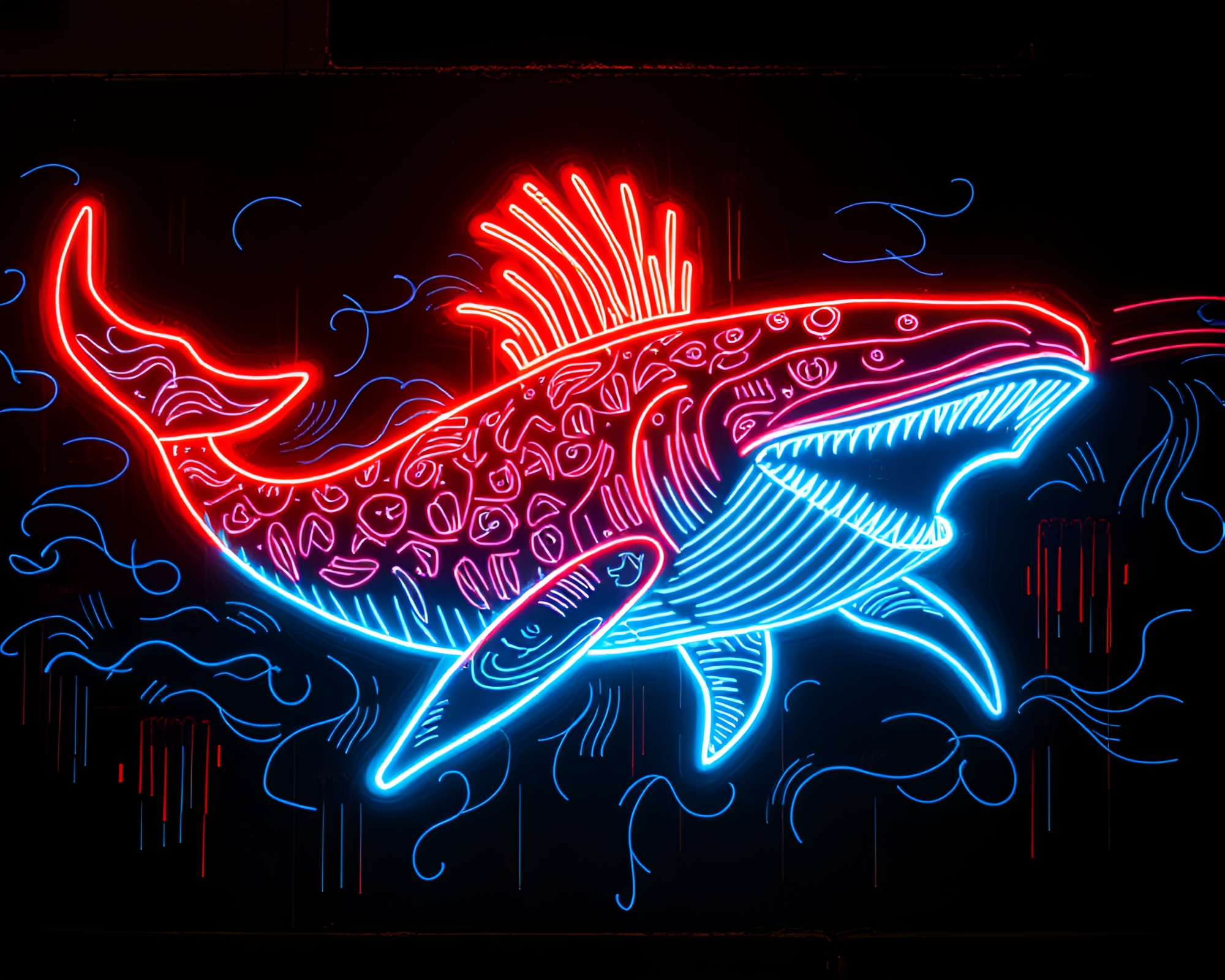 Leviathan Neon Graffiti Engraving Motion Capture – free AI stock image