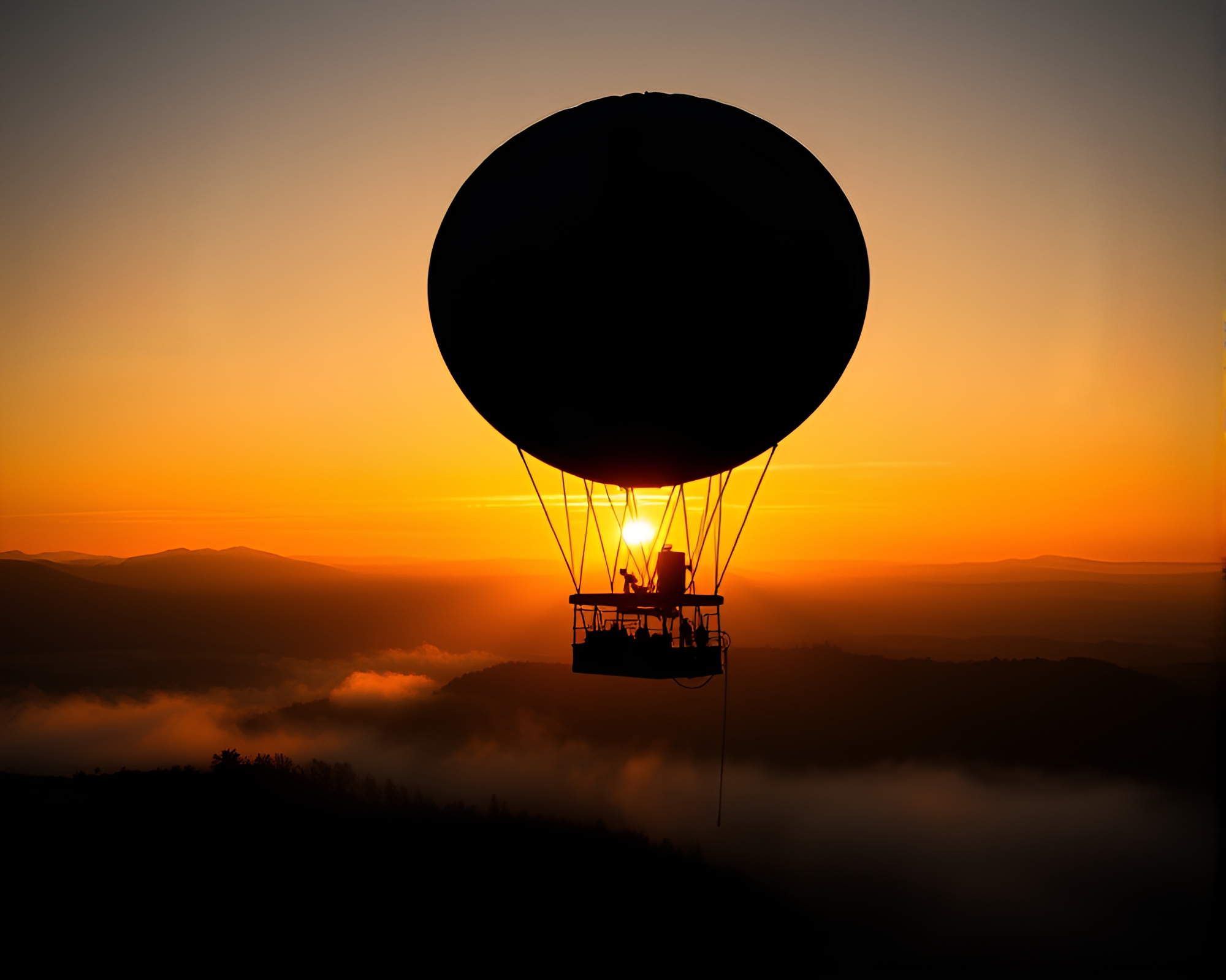 Golden Hour Zeppelin in Shadow Play Composition – free AI stock image