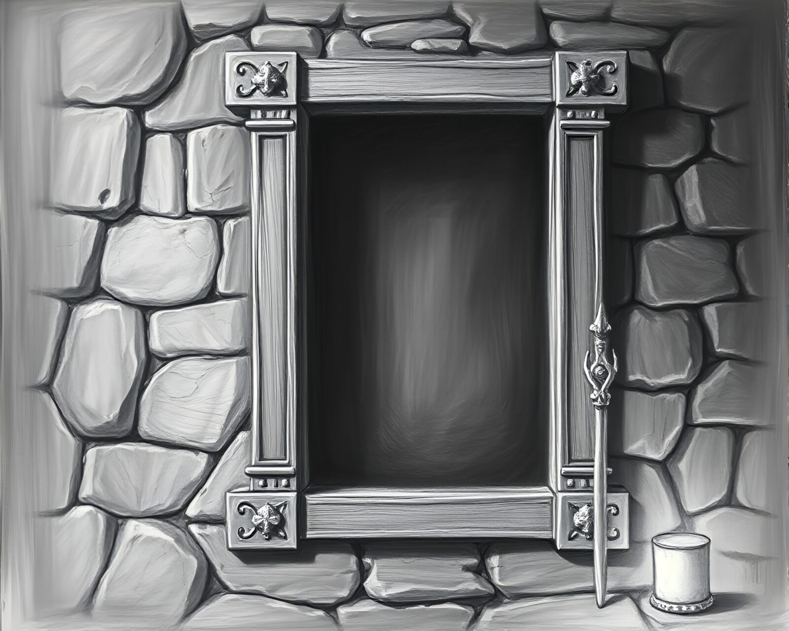 Eerie Banshee in torchlit dungeon drawn in chalk