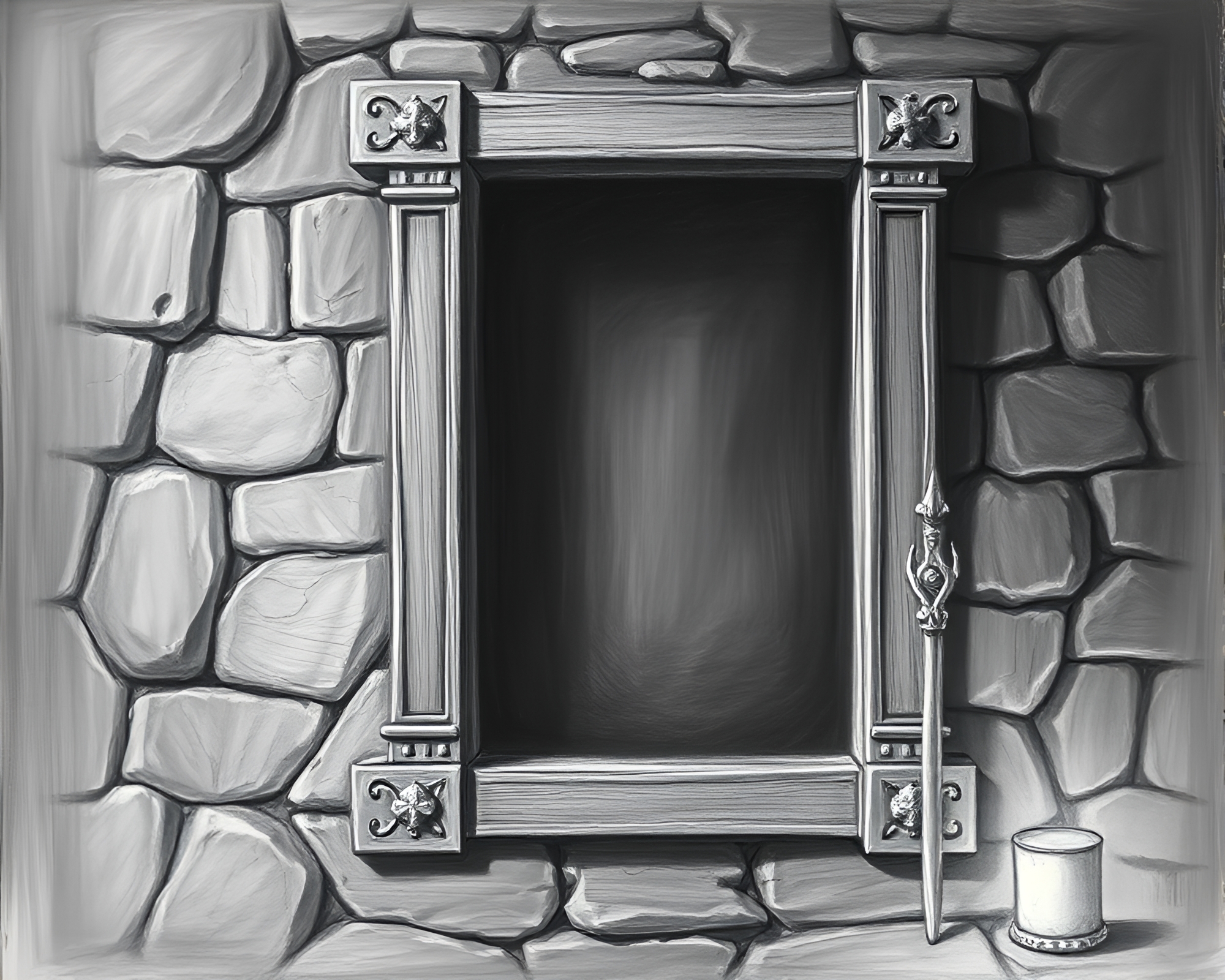 Banshee’s Dungeon: Chalk Drawing Frame Within Frame – free AI stock image