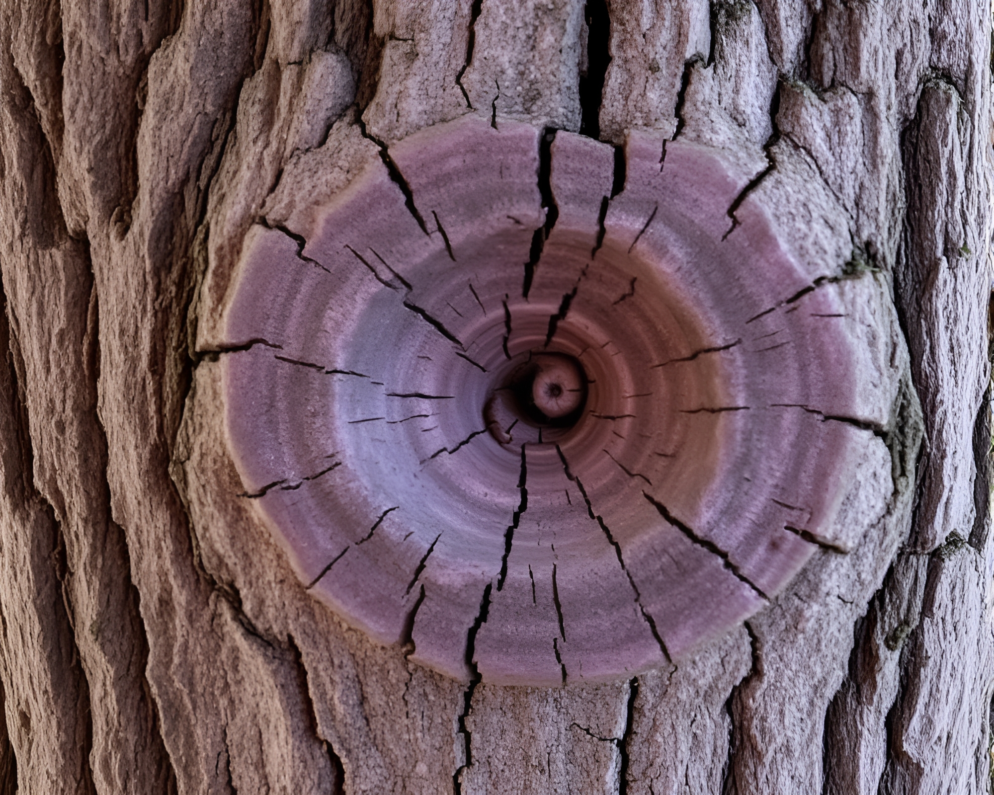Mystical Goblin Tree Ring in Amethyst Light – free AI stock image