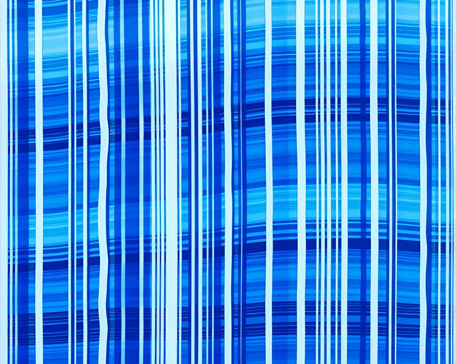 Lithograph of barcode stripe with ocean-blue Murano glass theme